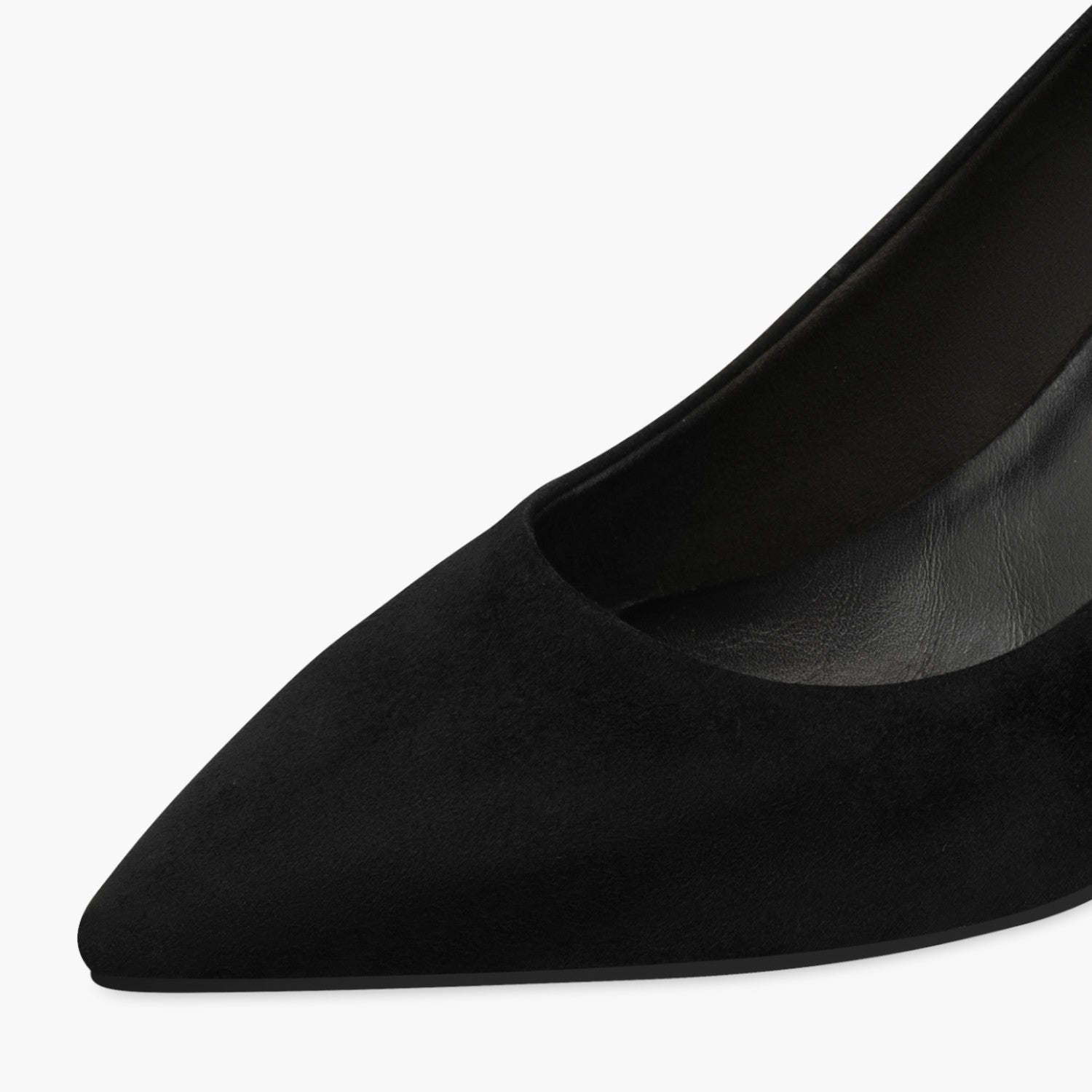 Tamaris Black Suede Court Shoe with 75mm Block Heel - Leavys Shoes
