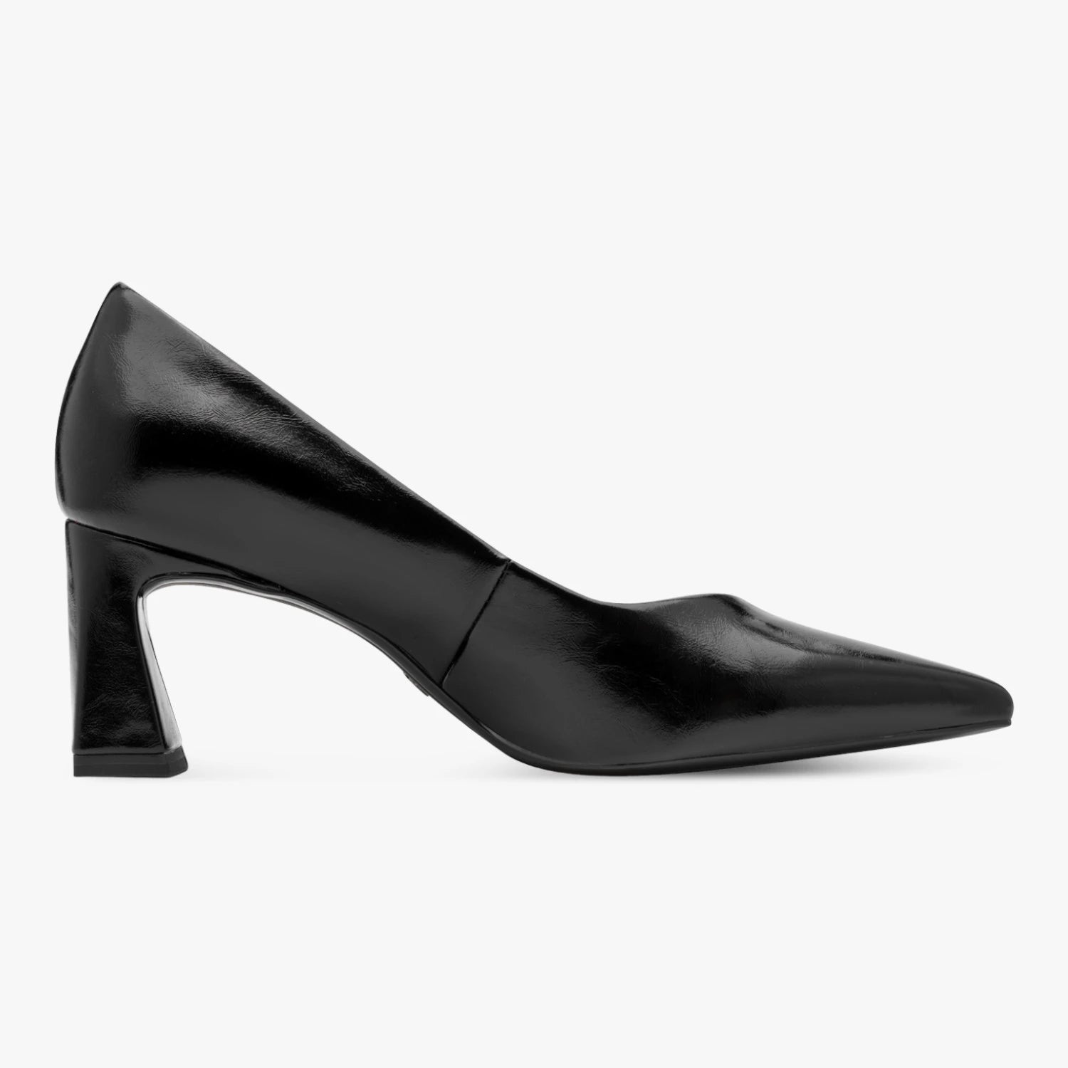 Tamaris Black Patent Pointed Toe Court Shoes