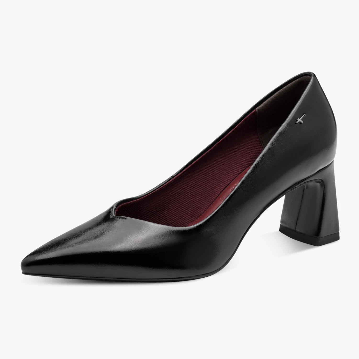 Tamaris Black Patent Pointed Toe Court Shoes