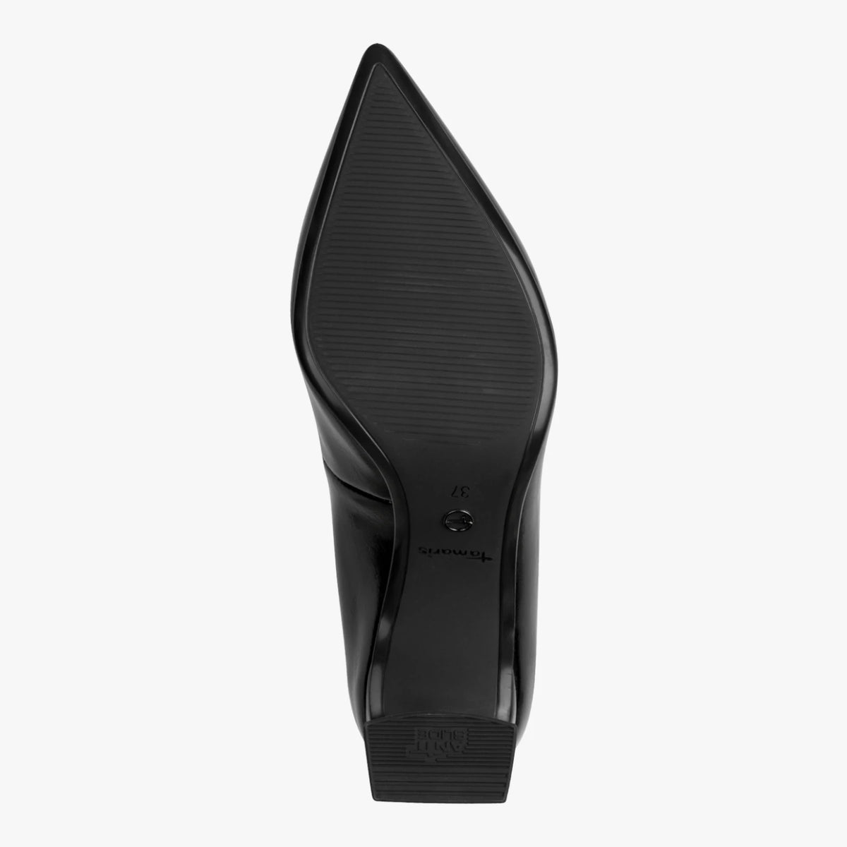 Tamaris Black Patent Pointed Toe Court Shoes