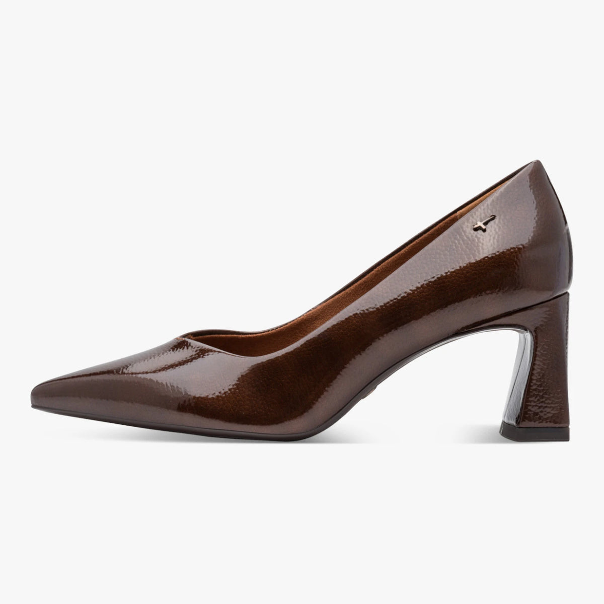 Tamaris Chocolate Brown Patent Pointed Court Shoes