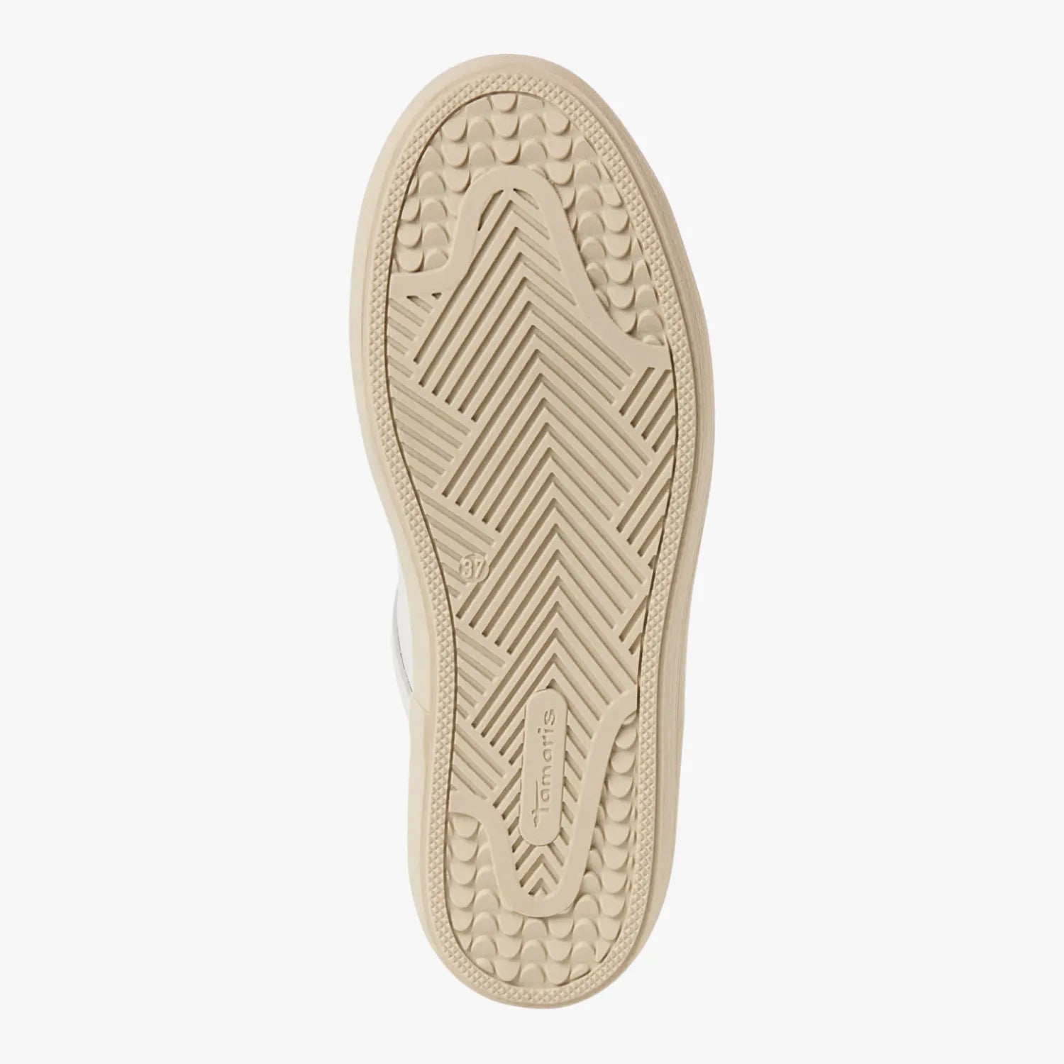 Tamaris White and Light Gold Glitter Trainer with Removable Insole