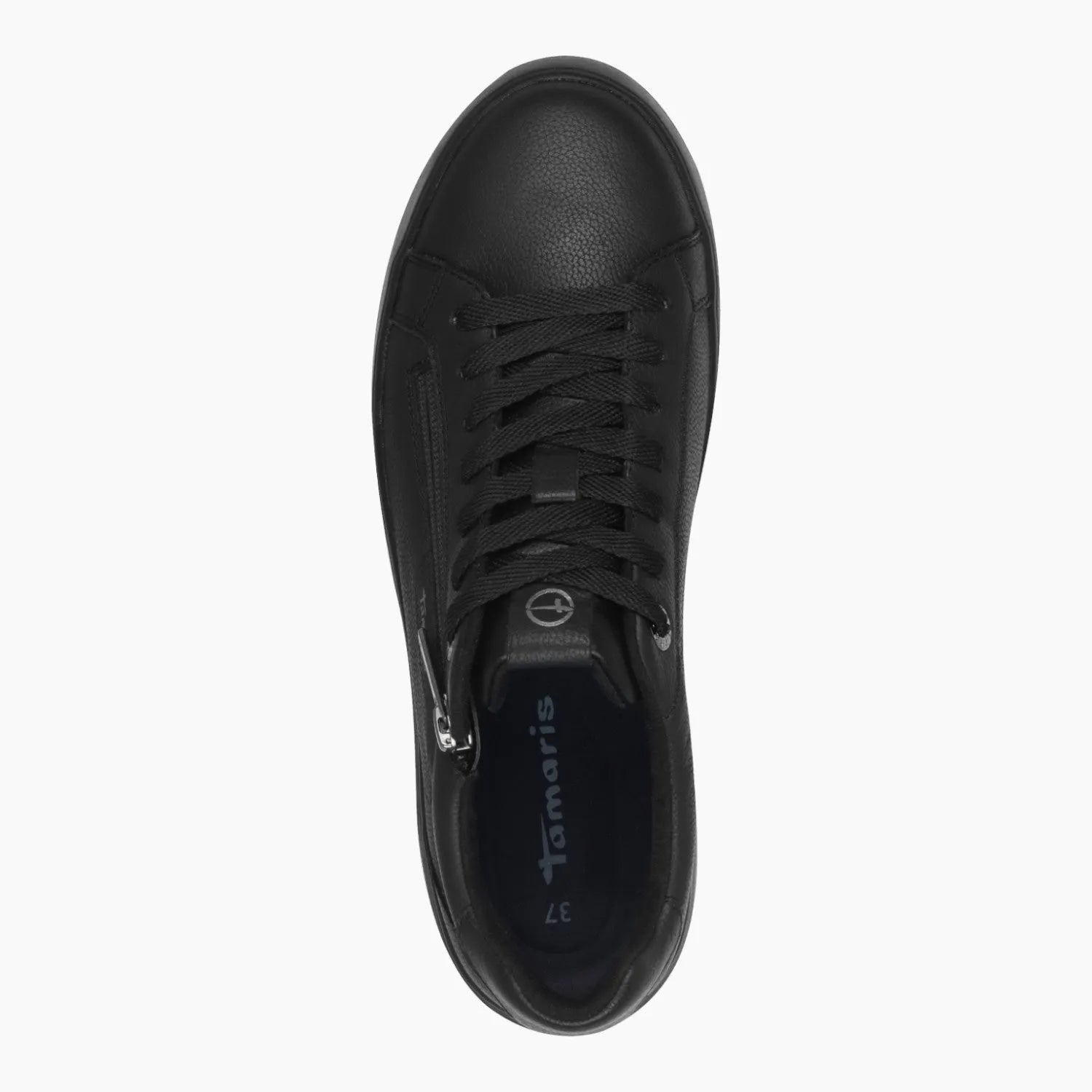 Tamaris Essentials Black Leather Runner – All-Day Comfort - Leavys Shoes