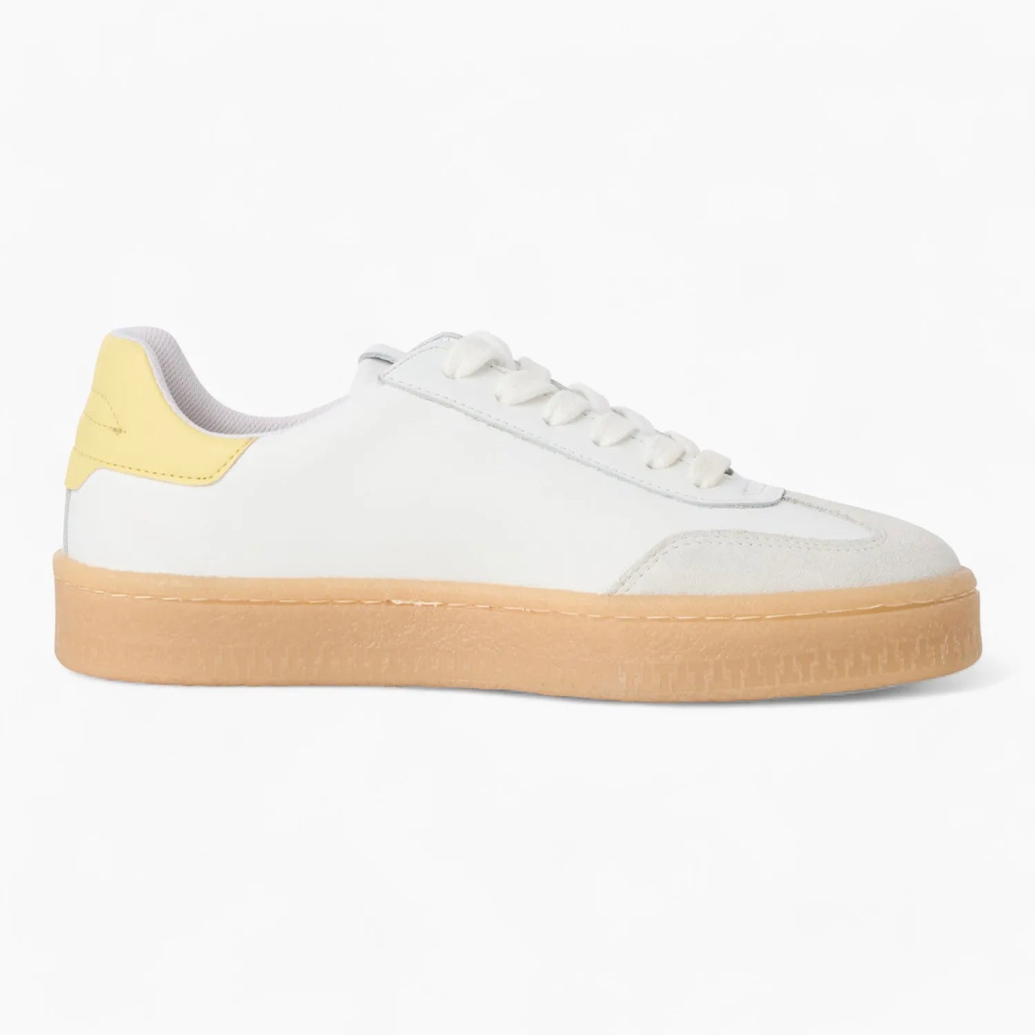 Tamaris Trendy White Runners – Gum Sole, Colourful Accents - Leavys Shoes