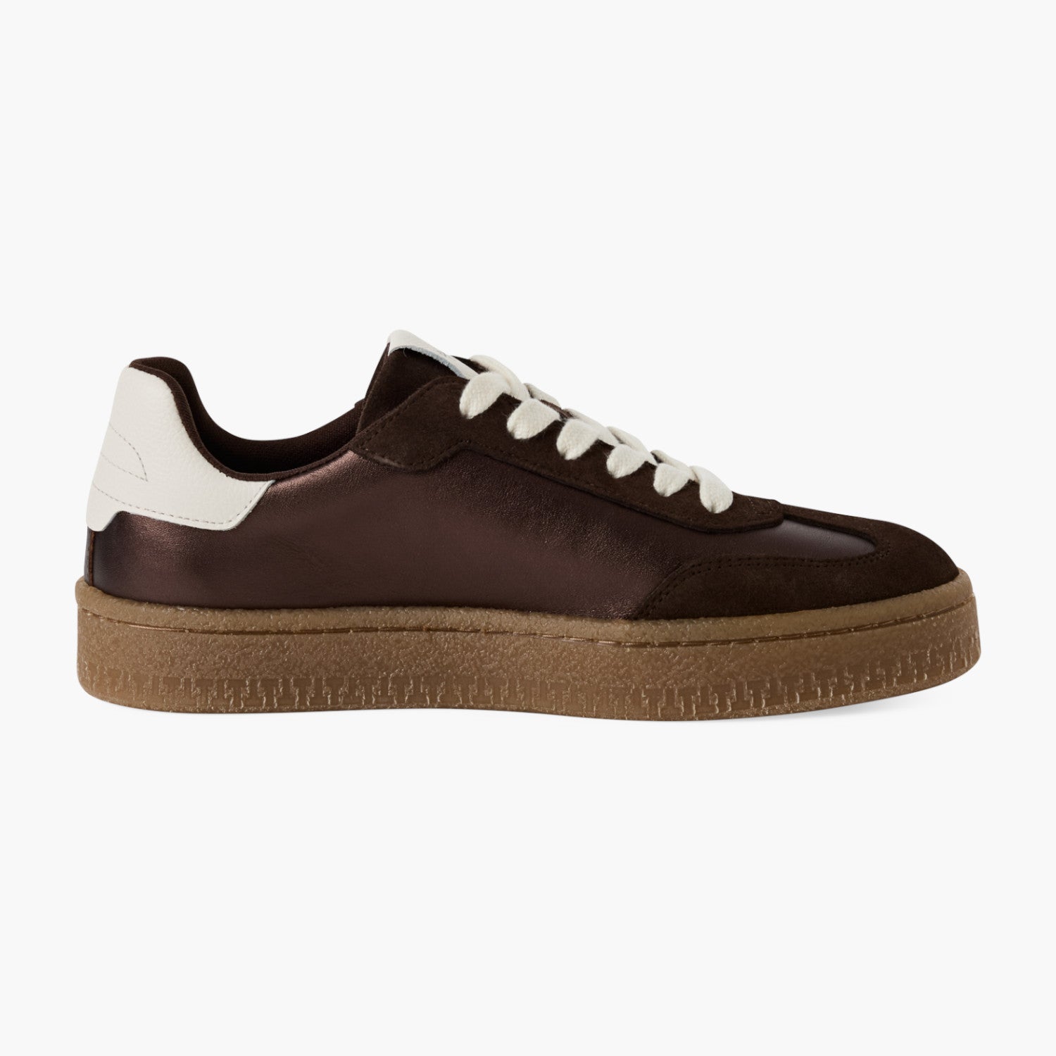 Tamaris Retro Sneaker in Chocolate with Cream Stripe - Leavys Shoes