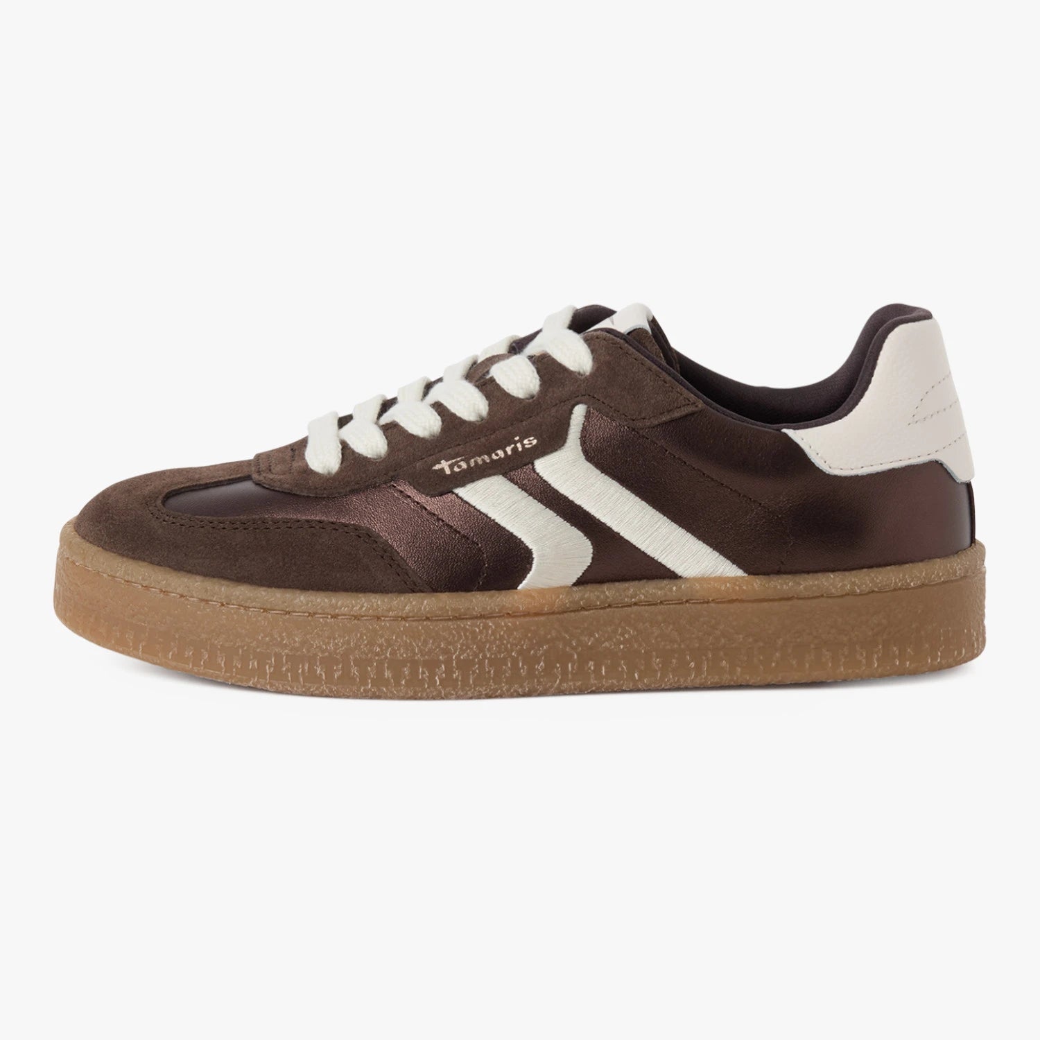 Tamaris Brown Metallic Leather Trainer
