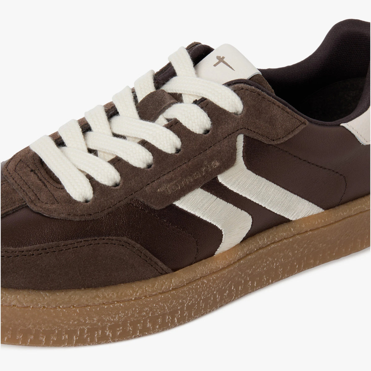 Tamaris Brown Metallic Leather Trainer
