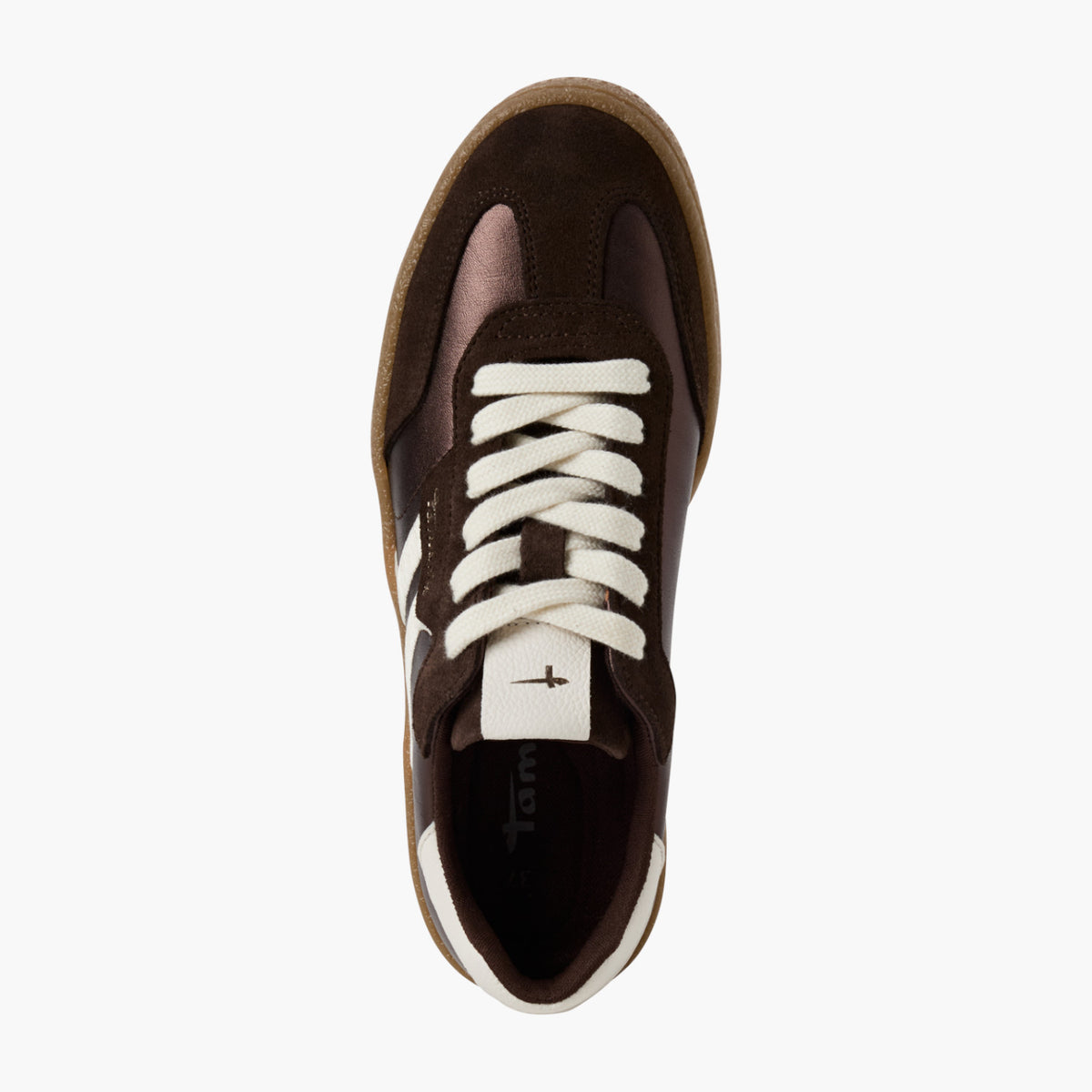 Tamaris Retro Sneaker in Chocolate with Cream Stripe - Leavys Shoes