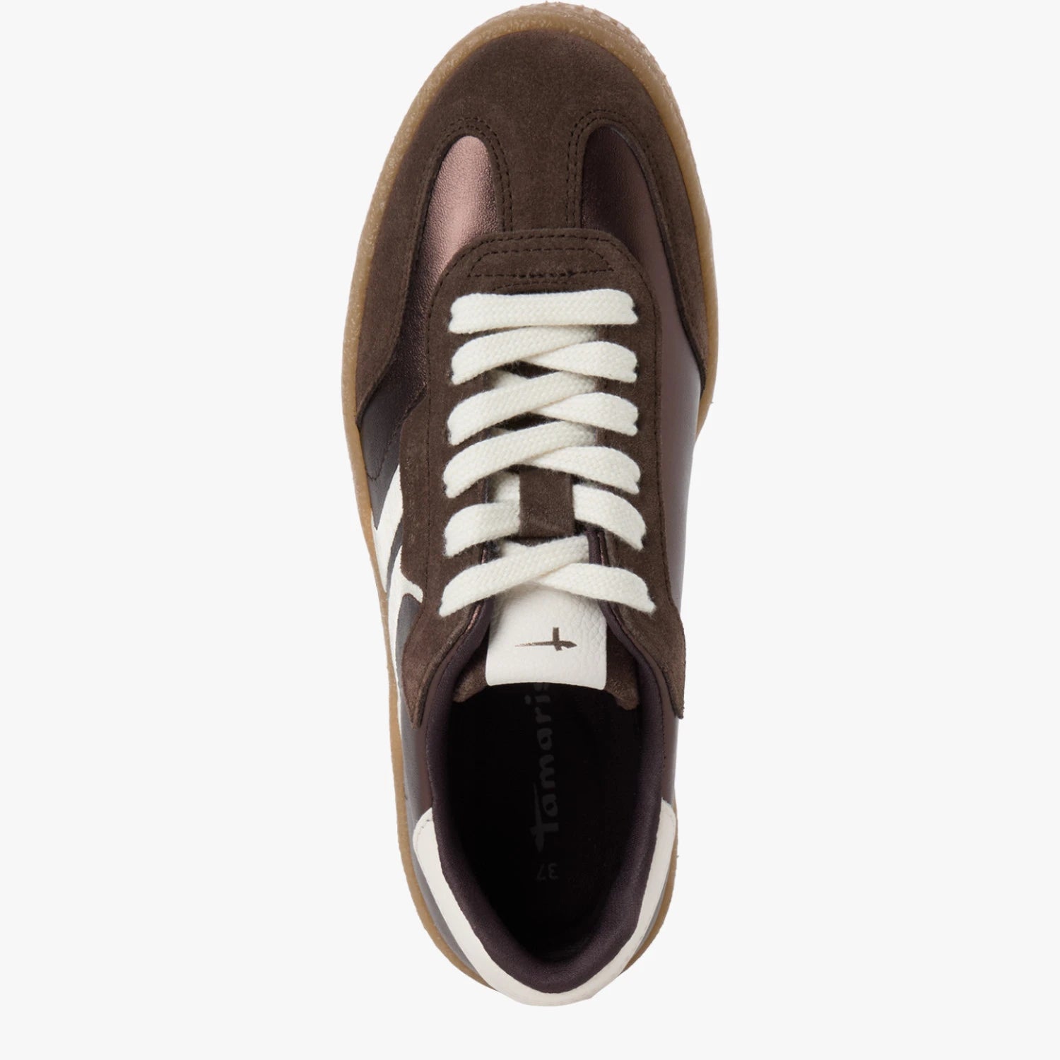 Tamaris Brown Metallic Leather Trainer