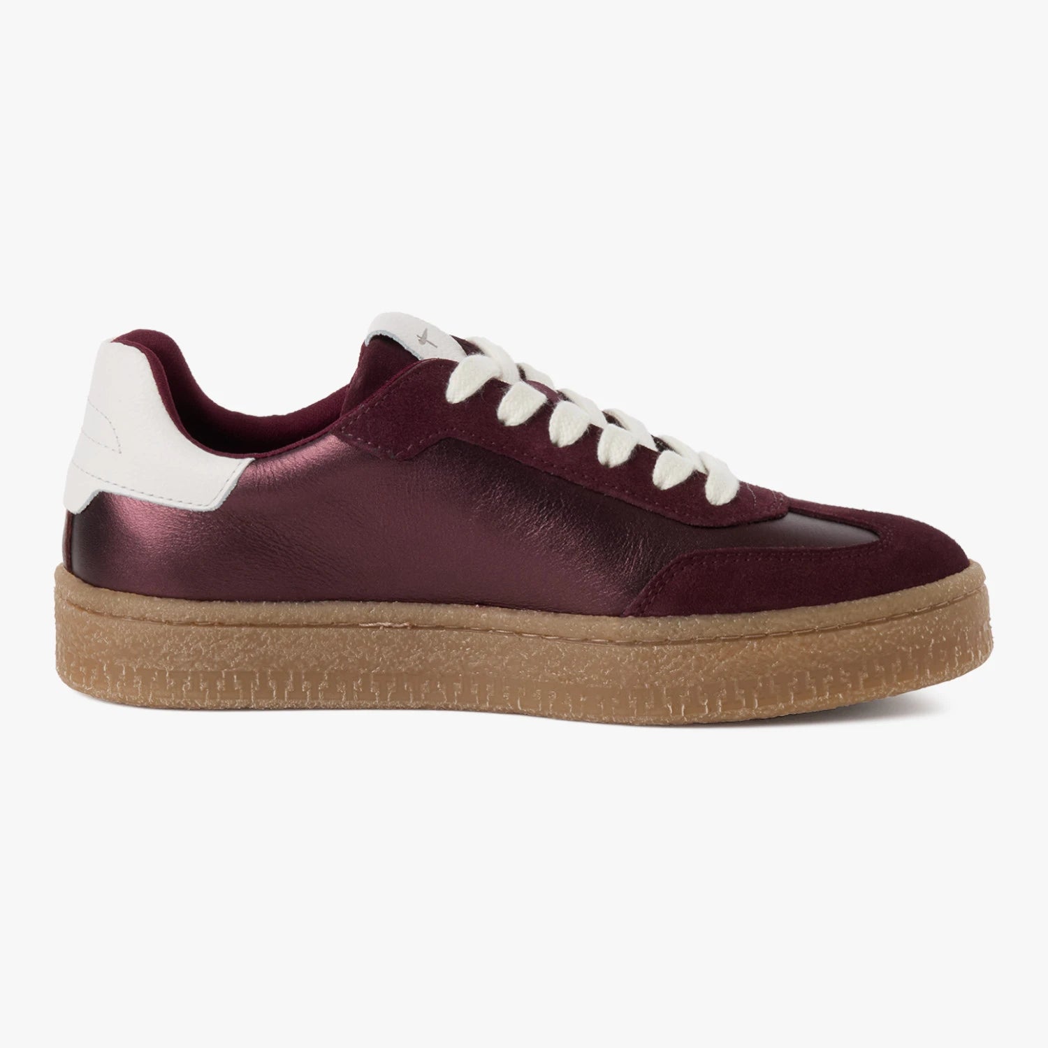 Tamaris Bordeaux Metallic Leather Trainer