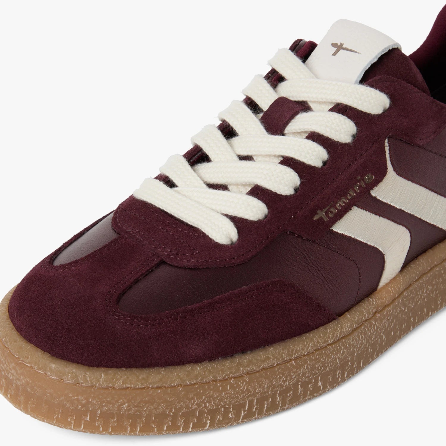 Tamaris Bordeaux Metallic Leather Trainer