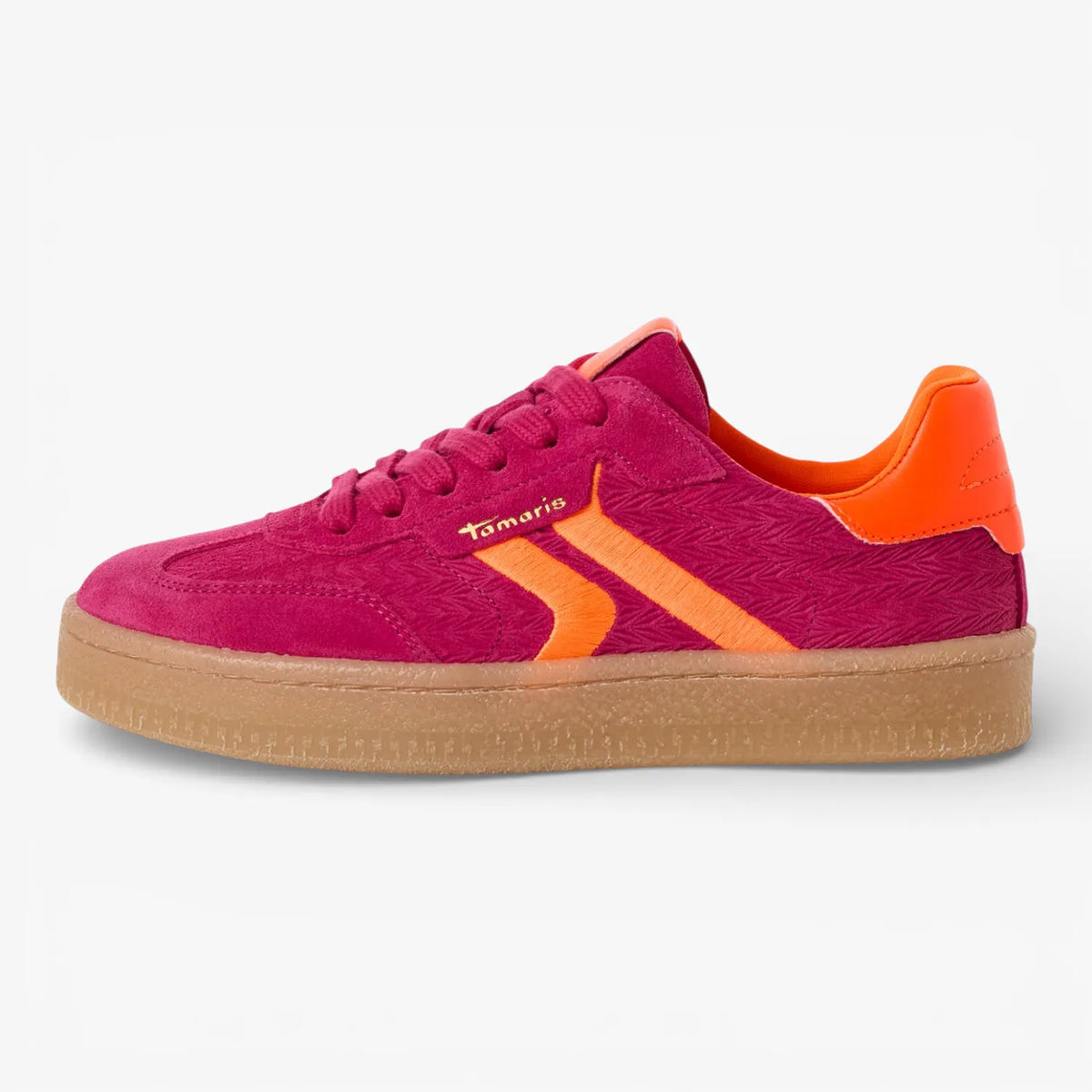 Tamaris Fuchsia Pink and Neon Orange Trainer (Removable Insole)