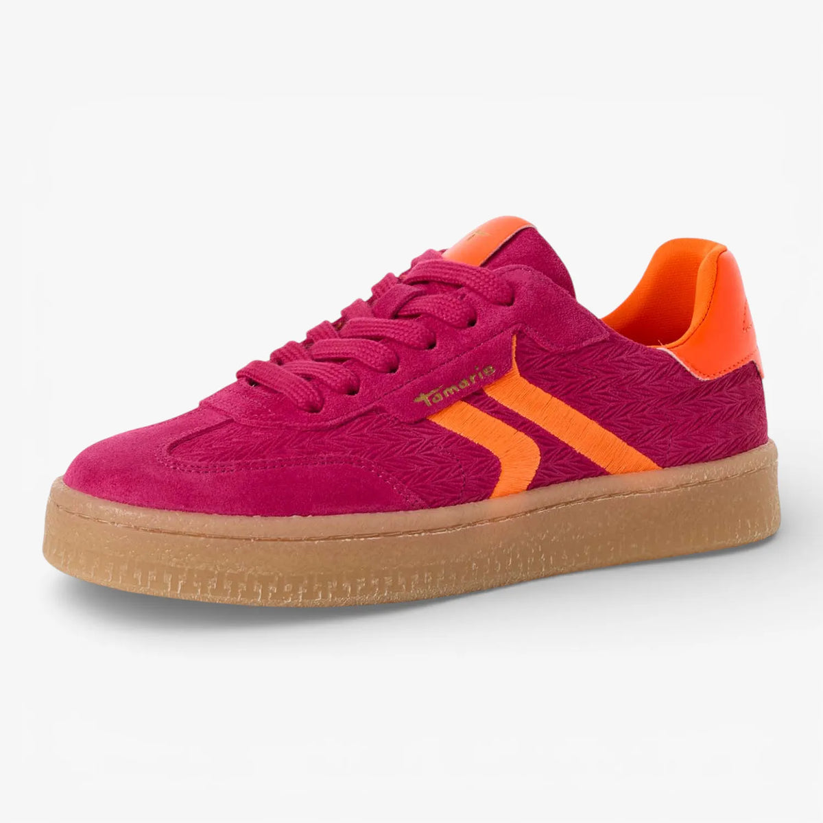 Tamaris Fuchsia Pink and Neon Orange Trainer (Removable Insole)