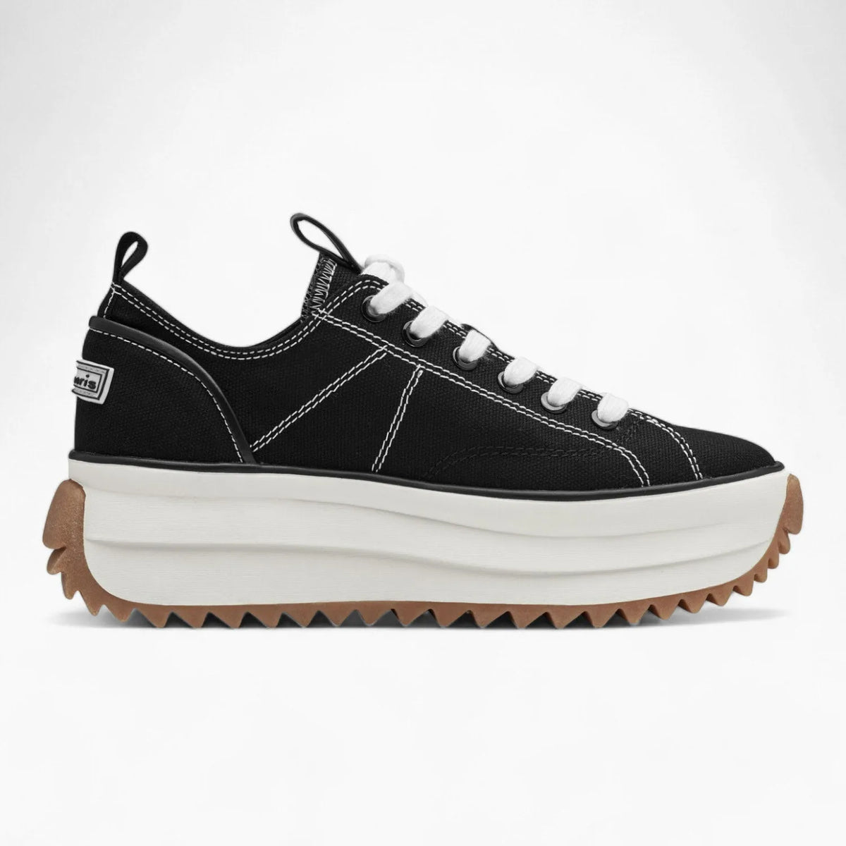 Tamaris Black Lace-Up Runner – Chunky Sole & Everyday Comfortable - Leavys Shoes