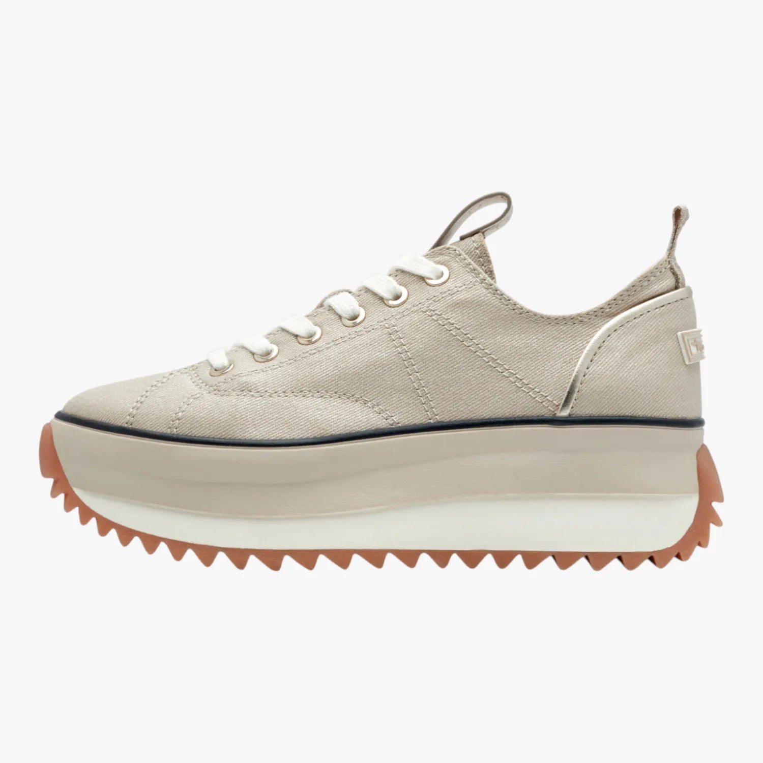 Tamaris Essentials Light Gold Shimmer Platform Trainer