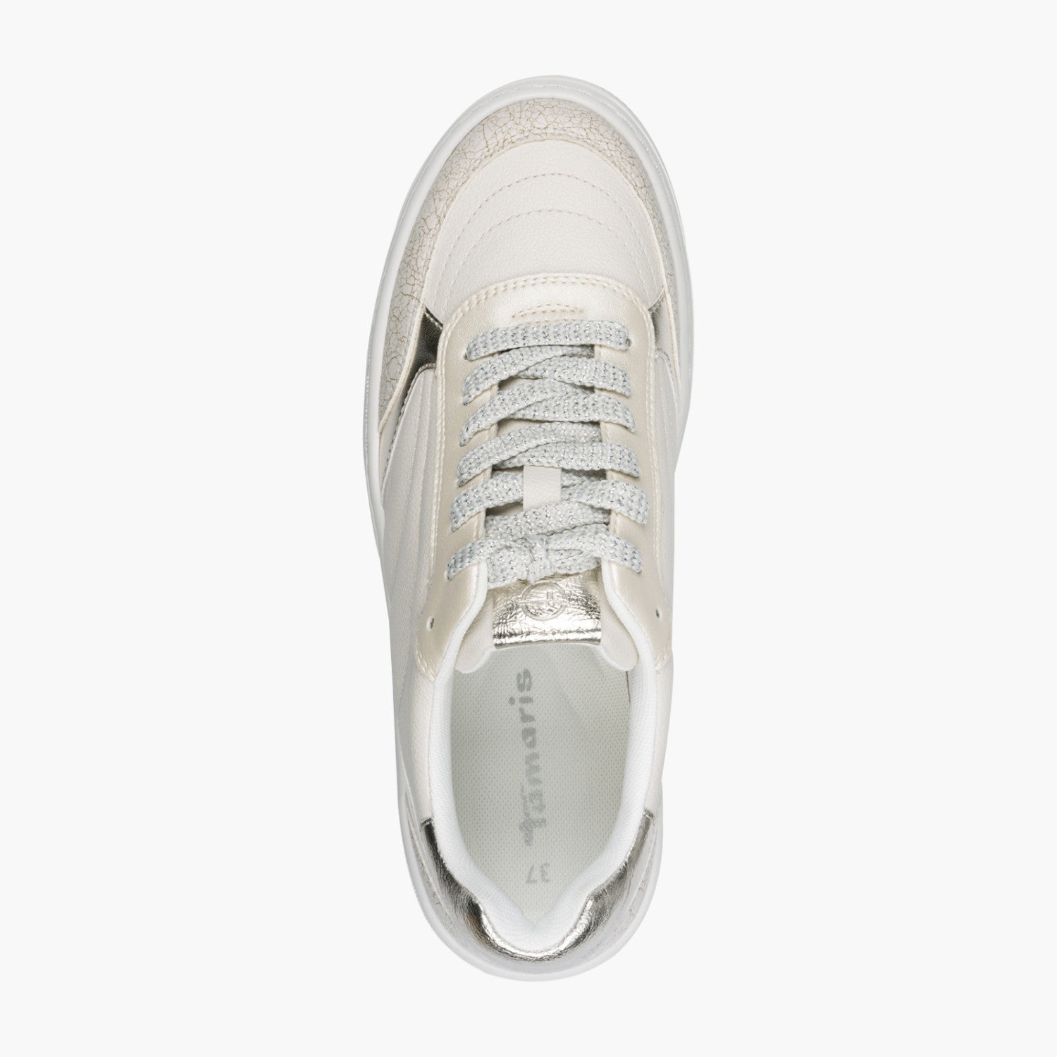 Tamaris Cream Platform Sneaker with Metallic Accents - Leavys Shoes