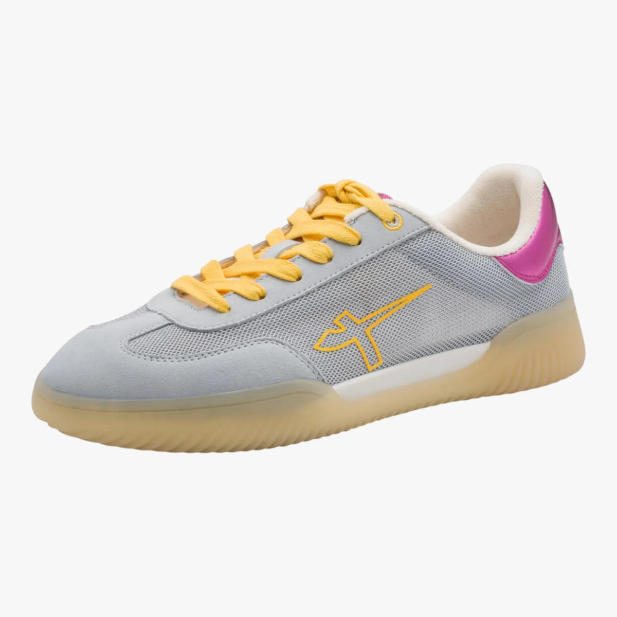 Tamaris Light Blue Mesh Trainer with Pink Heel