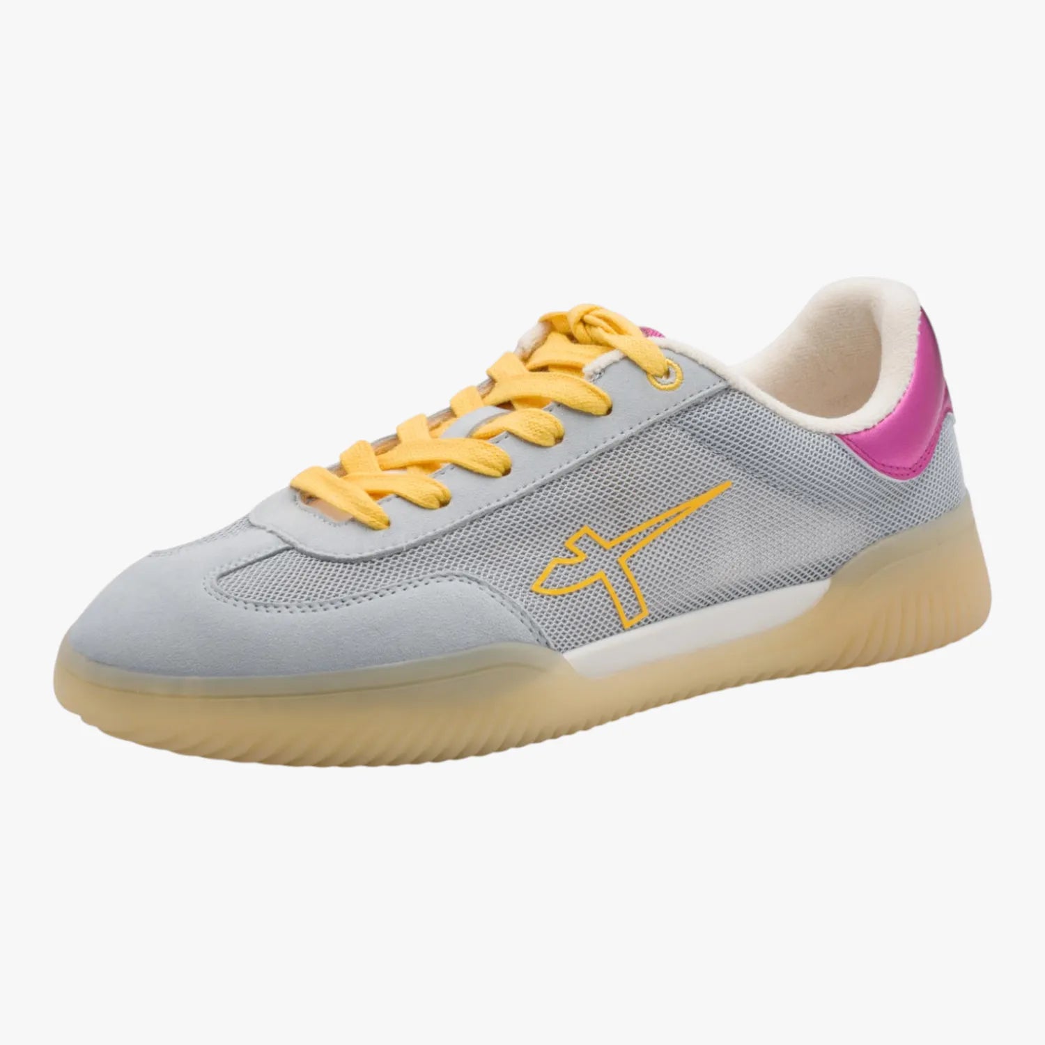 Tamaris Light Blue Mesh Trainer with Pink Heel