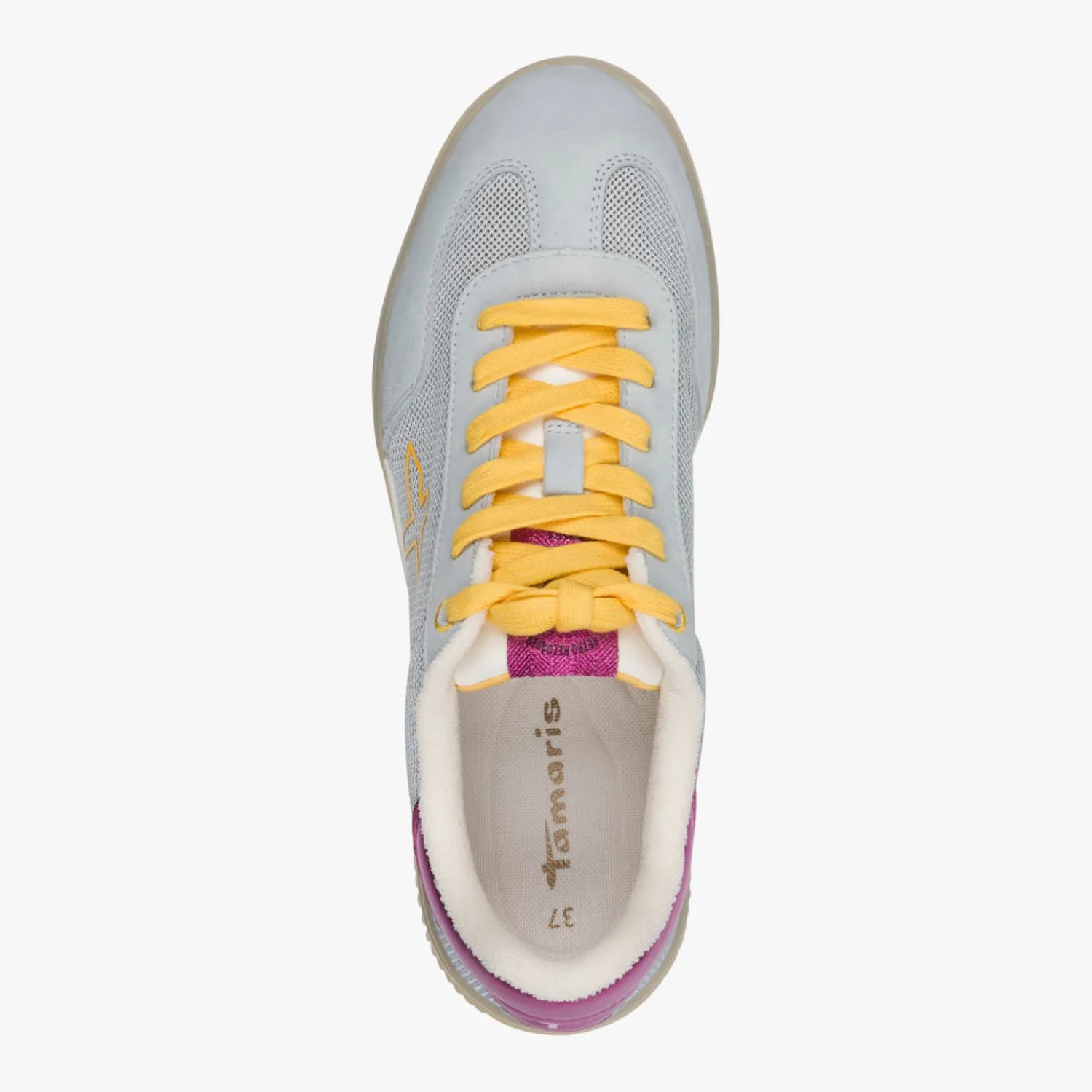 Tamaris Light Blue Mesh Trainer with Pink Heel