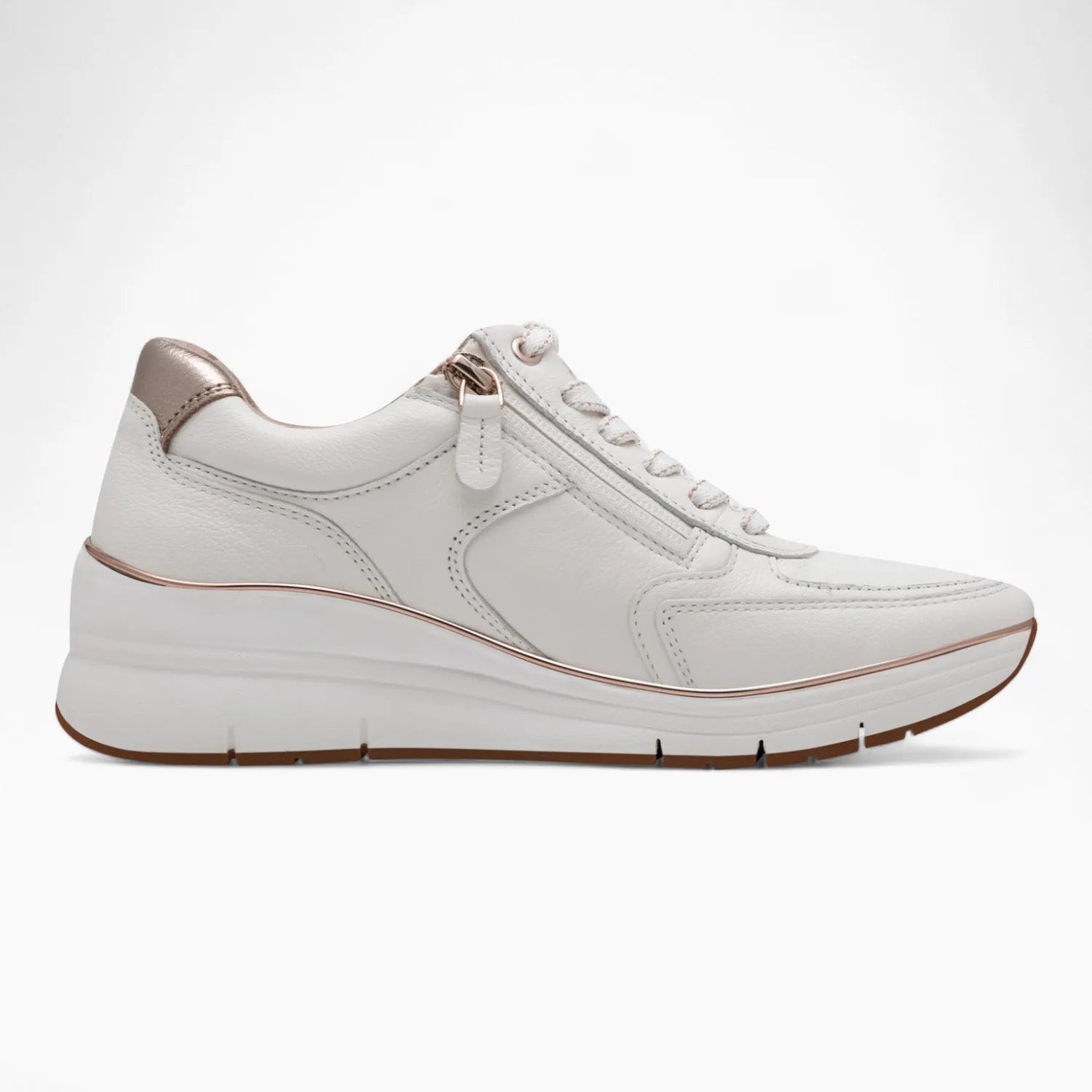 Tamaris PureRelax White Runner – Wide Fit with Rose Gold Accents - Leavys Shoes