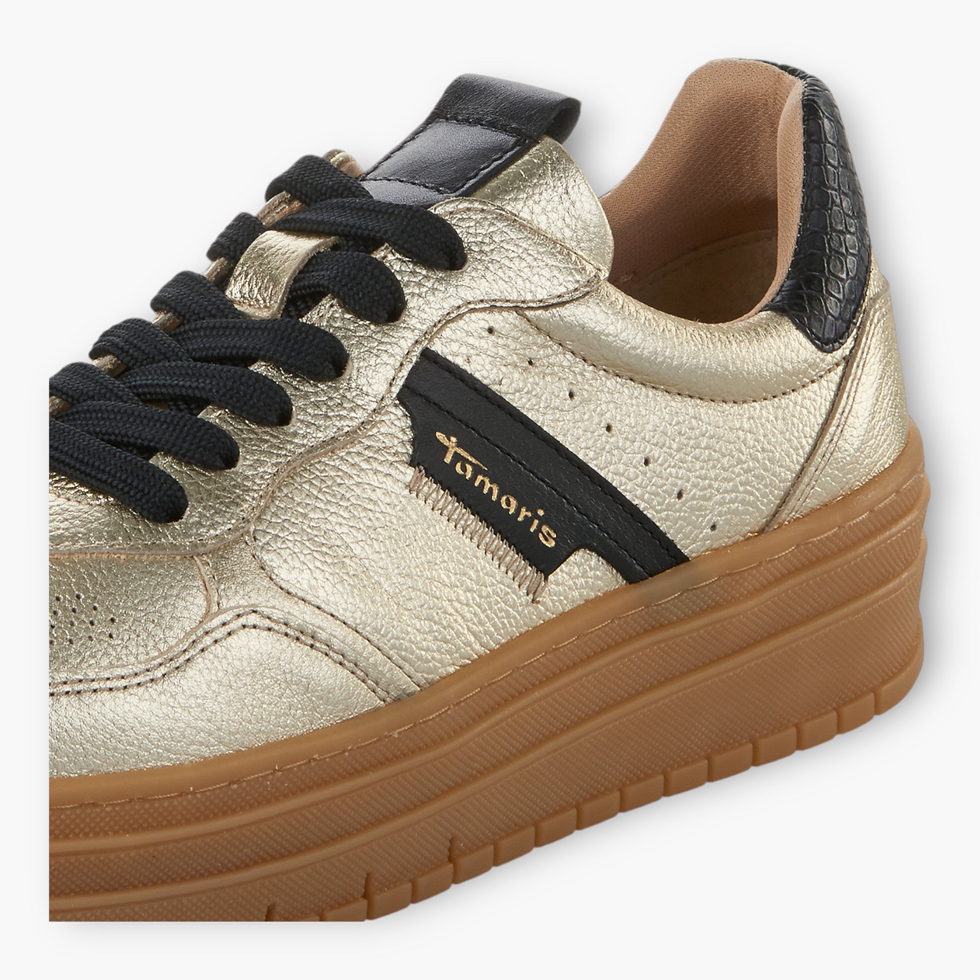 Tamaris Gold Runner with Removable Footbed and Gum Sole - Leavys Shoes