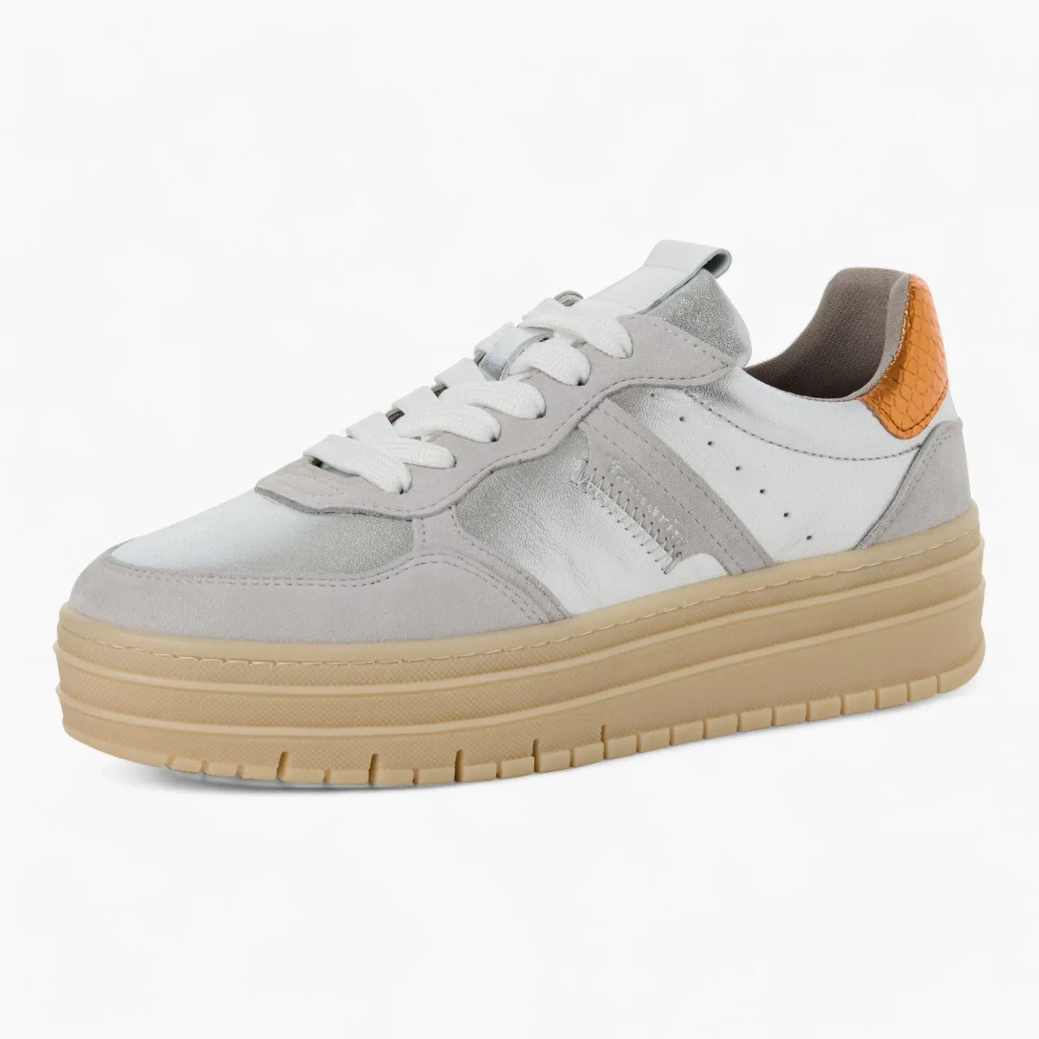 Tamaris Silver Runner – Trendy with Reflective Orange Accents - Leavys Shoes