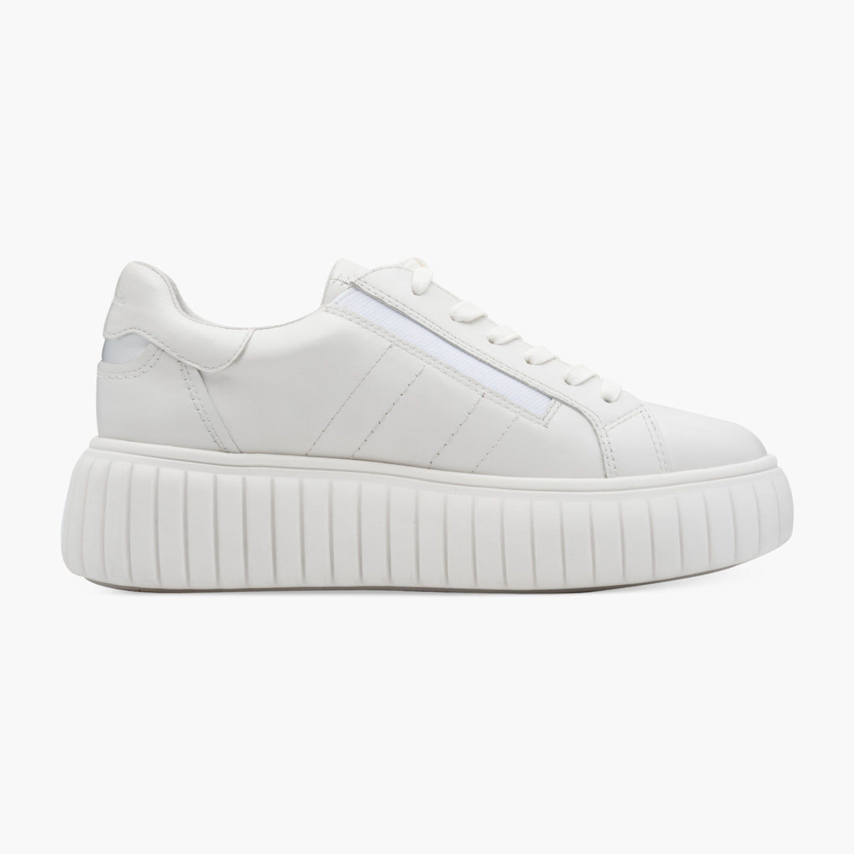 Tamaris White Leather Platform Sneaker with Zip Detail - Leavys Shoes