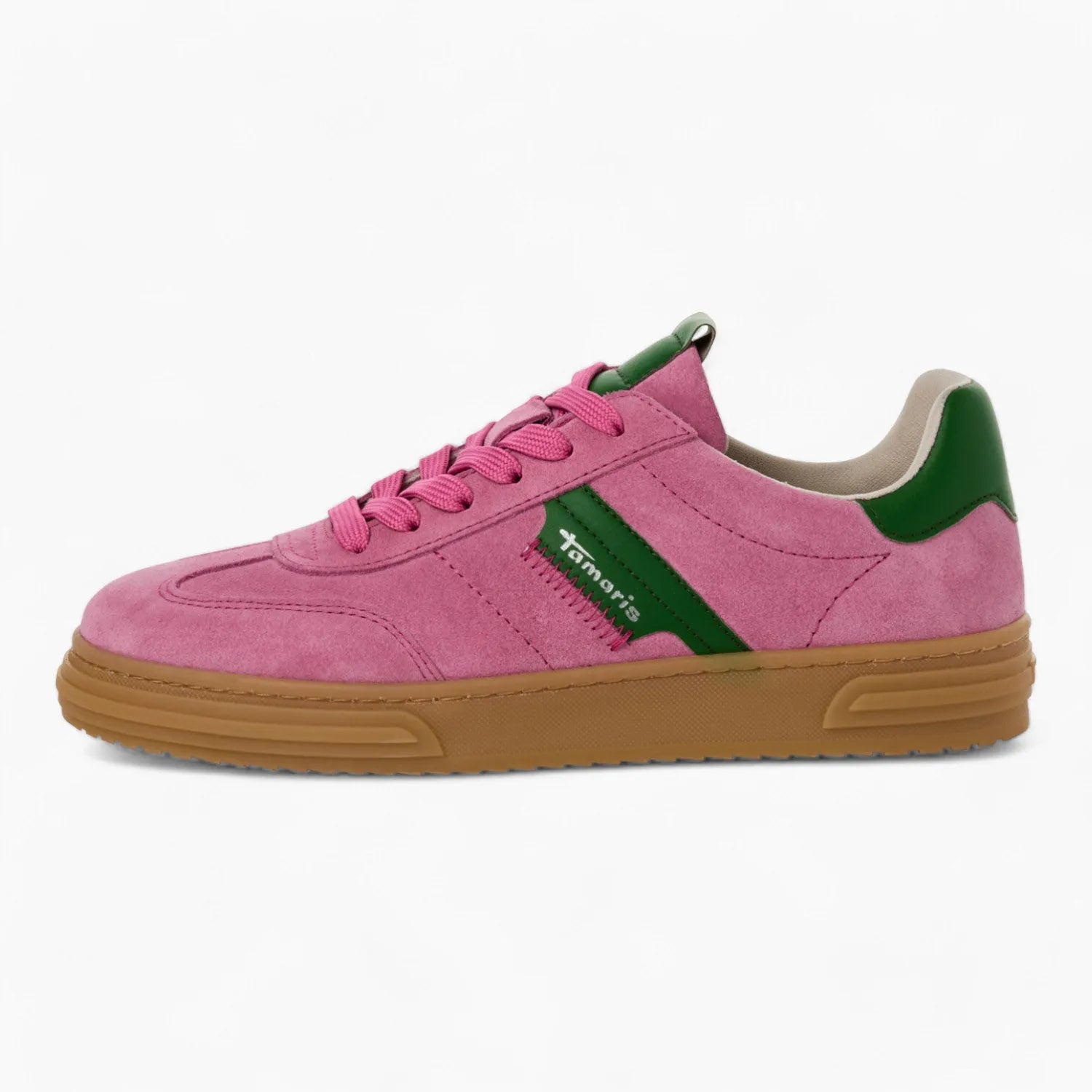 Tamaris Pink Runner – Vibrant Style with Green Accents - Leavys Shoes