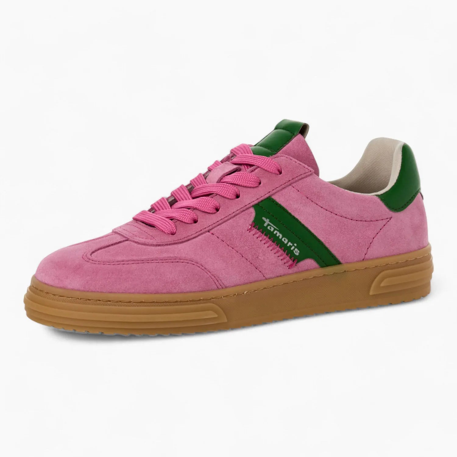 Tamaris Pink Runner – Vibrant Style with Green Accents - Leavys Shoes