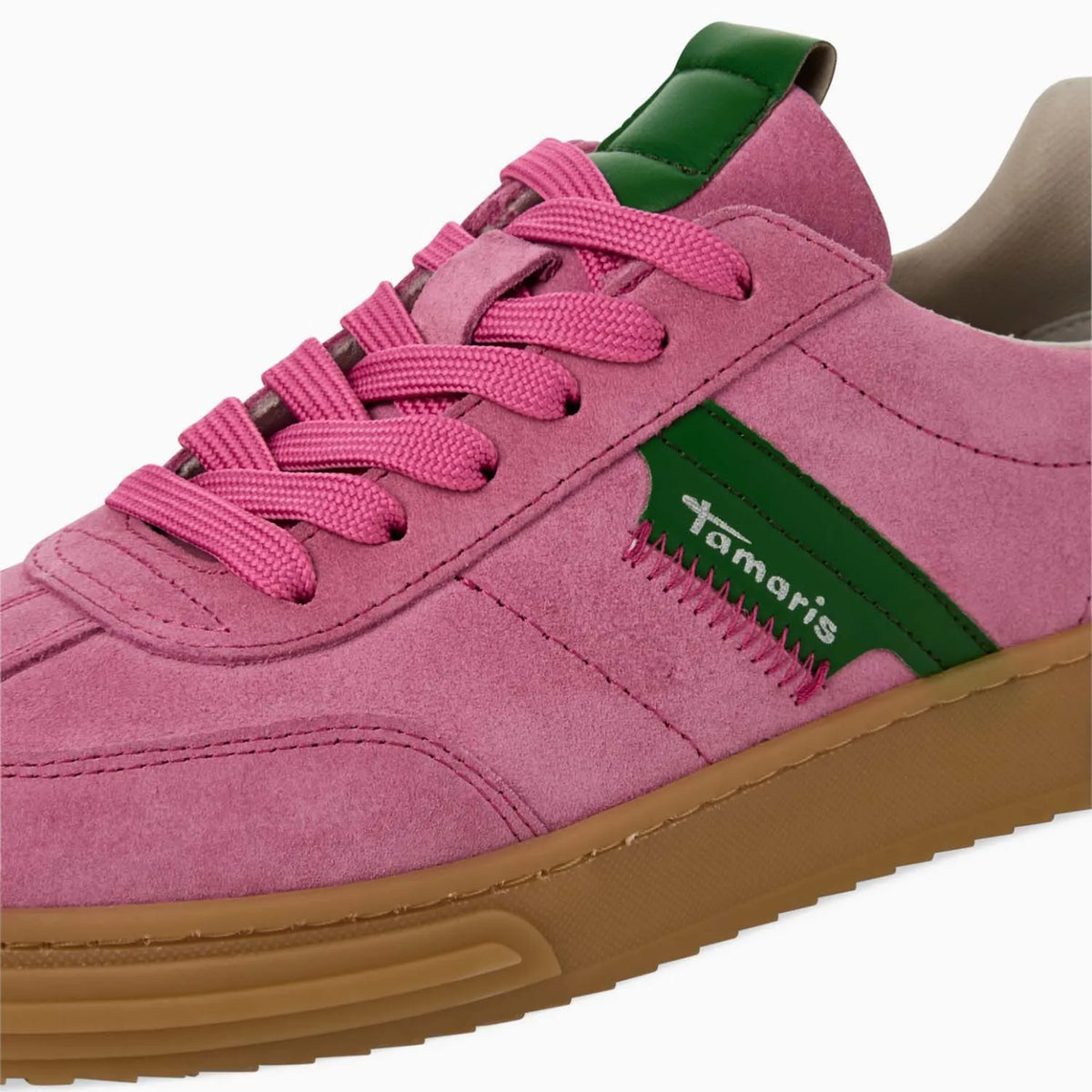 Tamaris Pink Runner – Vibrant Style with Green Accents - Leavys Shoes