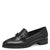 Tamaris Elegant Black Loafer with Chain Detail and Block Heel - Leavys Shoes