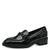 Angled view of the black patent loafer
