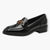 Tamaris Black Patent Loafers with Gold Chain Detail and Block Heel