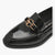 Tamaris Black Patent Loafers with Gold Chain Detail and Block Heel - Leavys Shoes