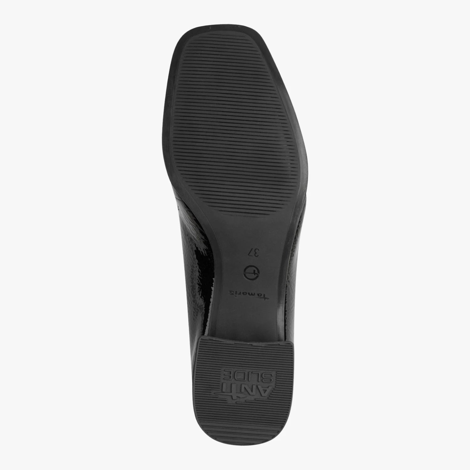 Tamaris Black Patent-Effect Block Heel Loafer