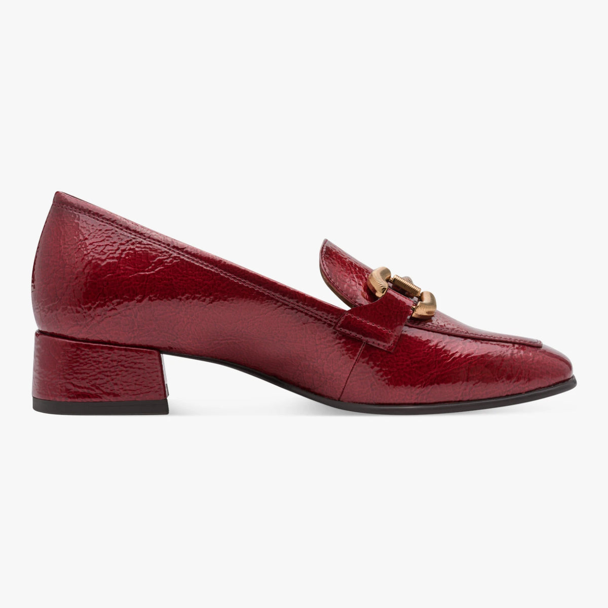 Tamaris Red Patent-Effect Block Heel Loafer