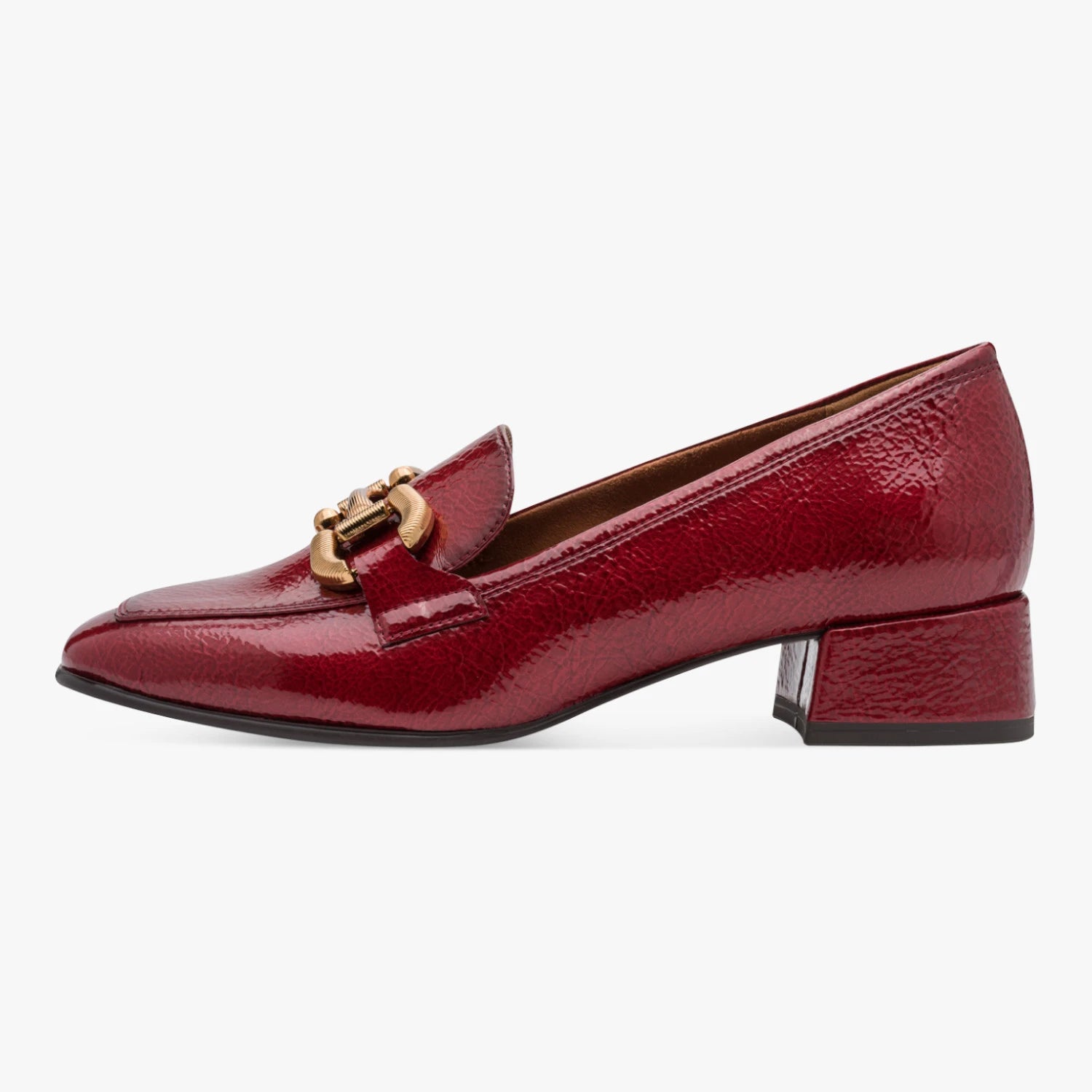 Tamaris Red Patent-Effect Block Heel Loafer