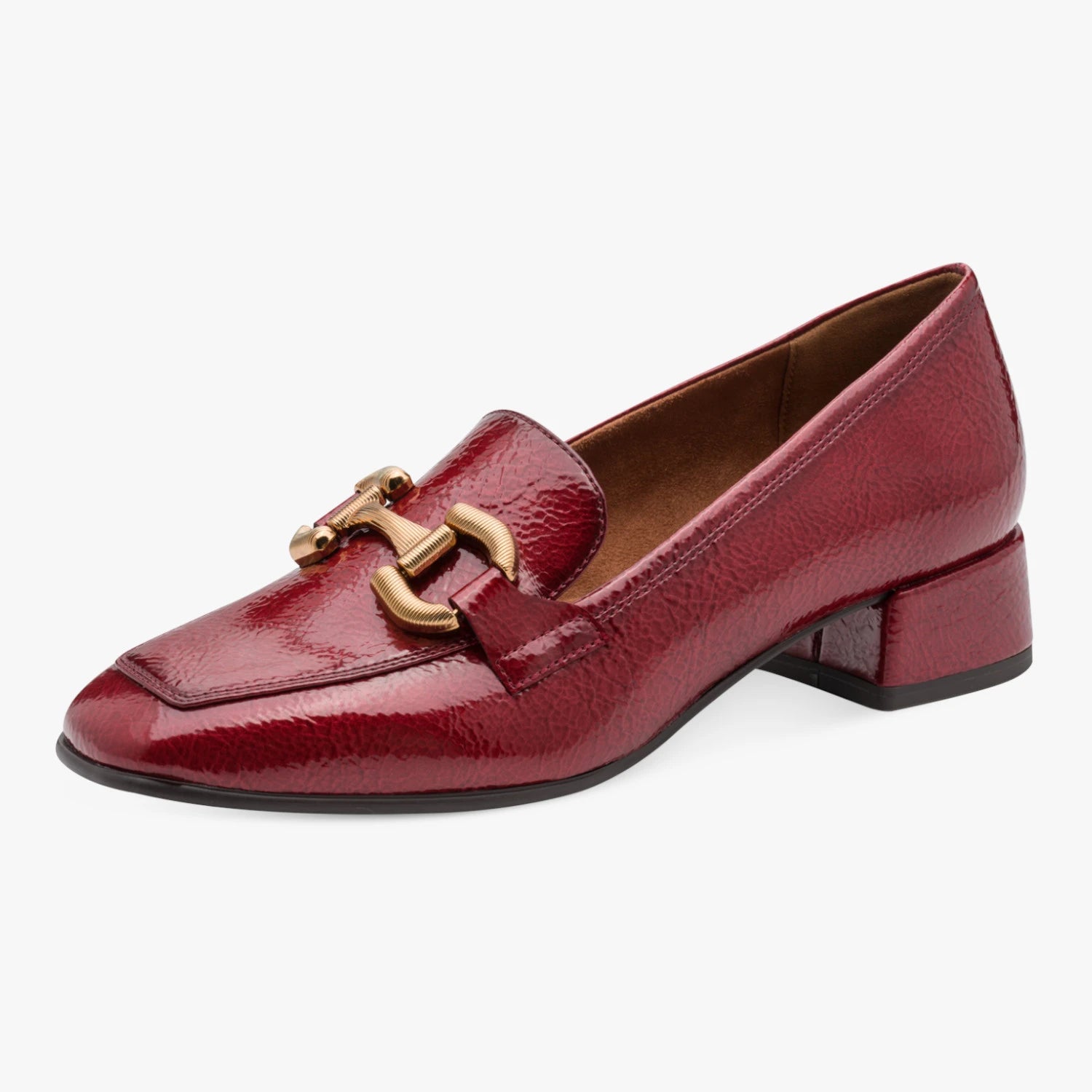 Tamaris Red Patent-Effect Block Heel Loafer