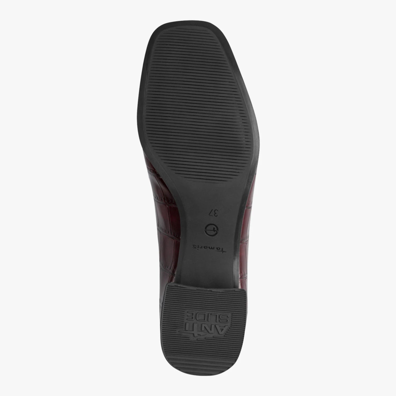 Tamaris Merlot Croc-Effect Block Heel Loafer