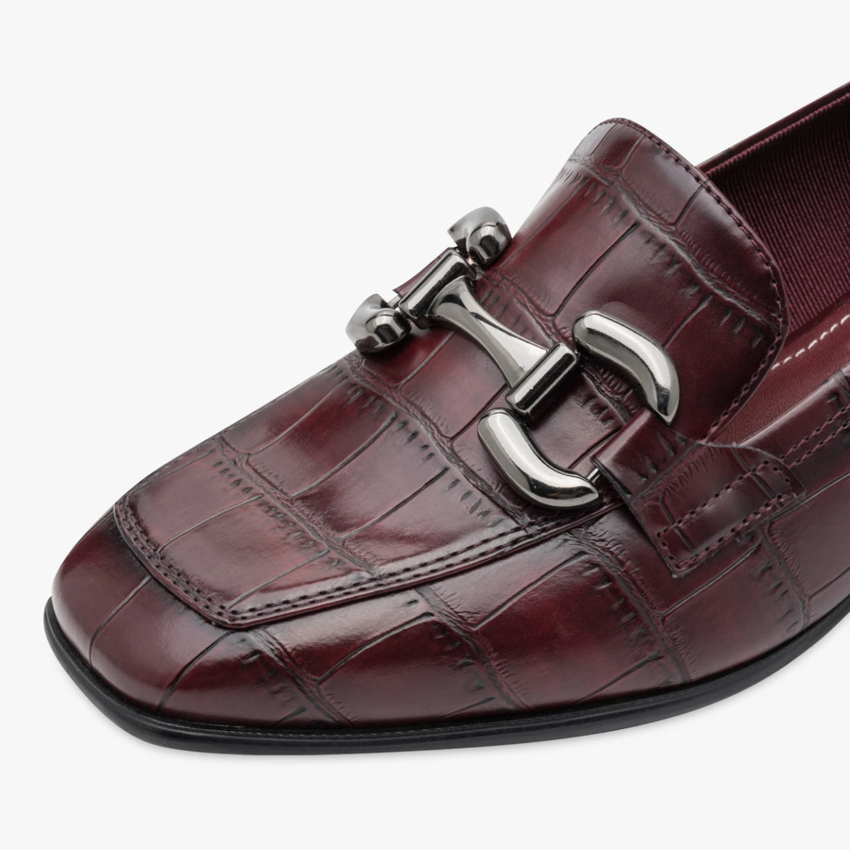 Tamaris Merlot Croc-Effect Block Heel Loafer