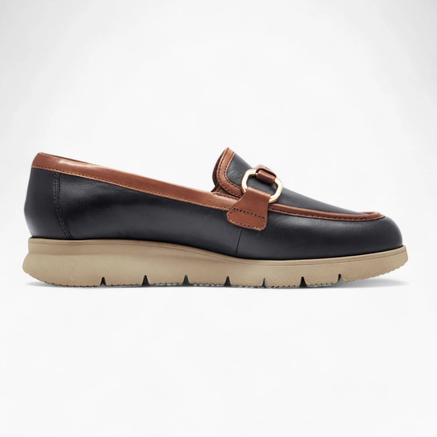 Tamaris Navy Loafer – Sporty Beige Sole with Rich Brown Accents - Leavys Shoes