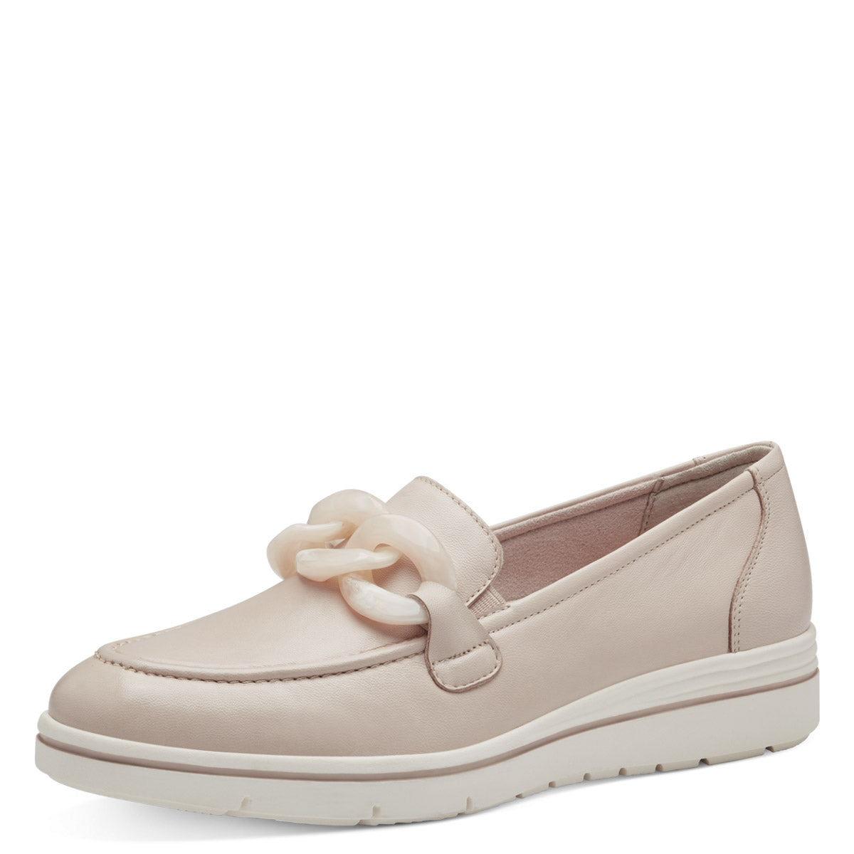 Tamaris Light Beige Loafer with Chunky Chain Detail and Wedge Sole