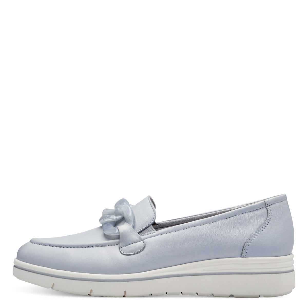 Tamaris Dusty Blue Loafer with Chunky Chain Detail