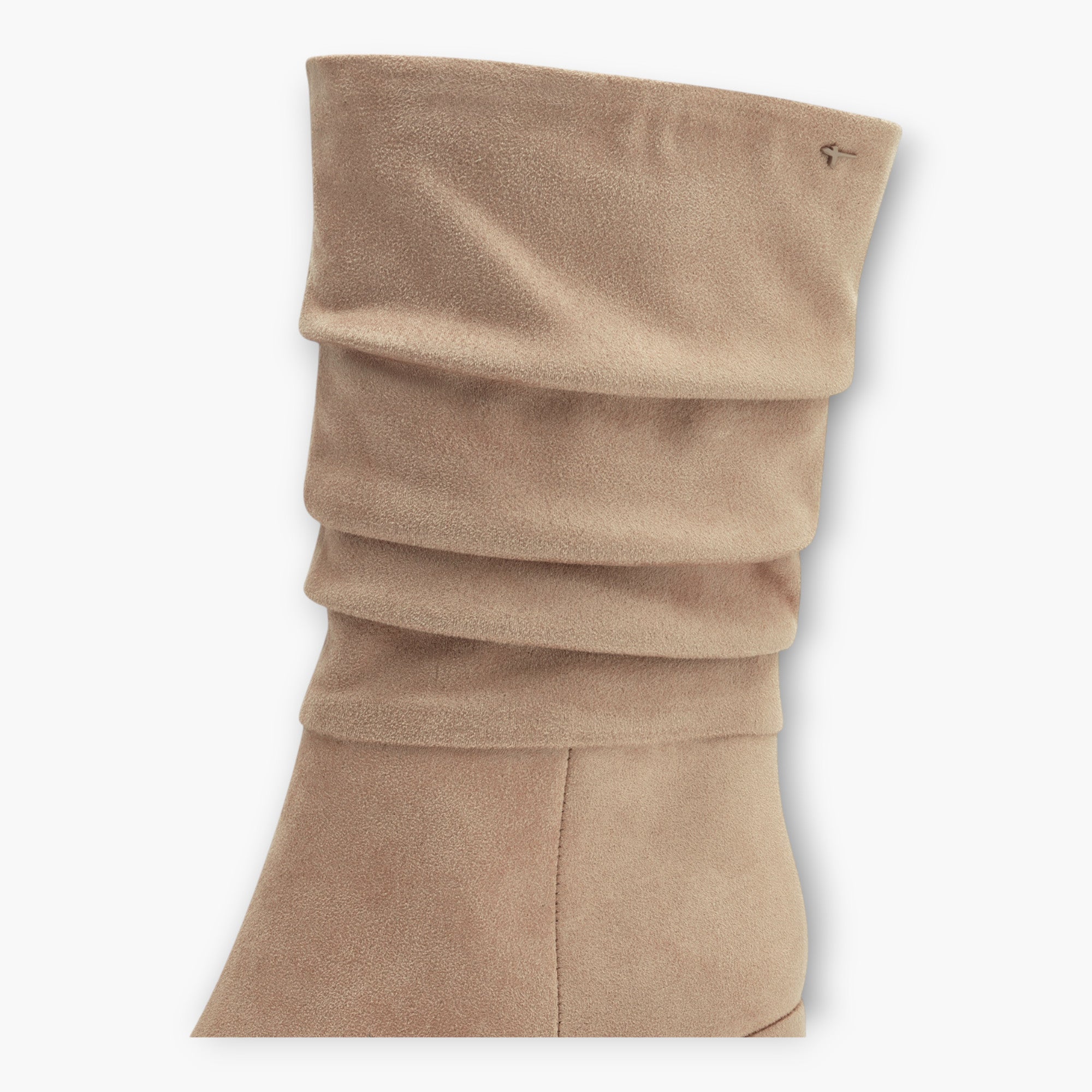 Tamaris Taupe Faux Suede Mid-Calf Boot with Block Heel