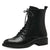  Angled view of the lace-up black ankle boots