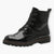 Tamaris Black Patent Ankle Boots with Chunky Sole and Side Zip - Leavys Shoes