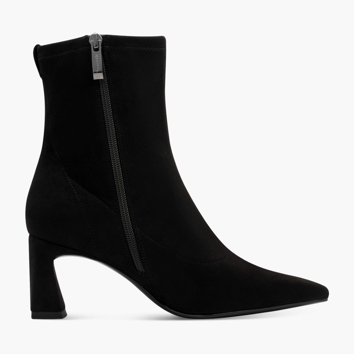 Tamaris Black Pointed Ankle Boots with 35mm Block Heel - Leavys Shoes