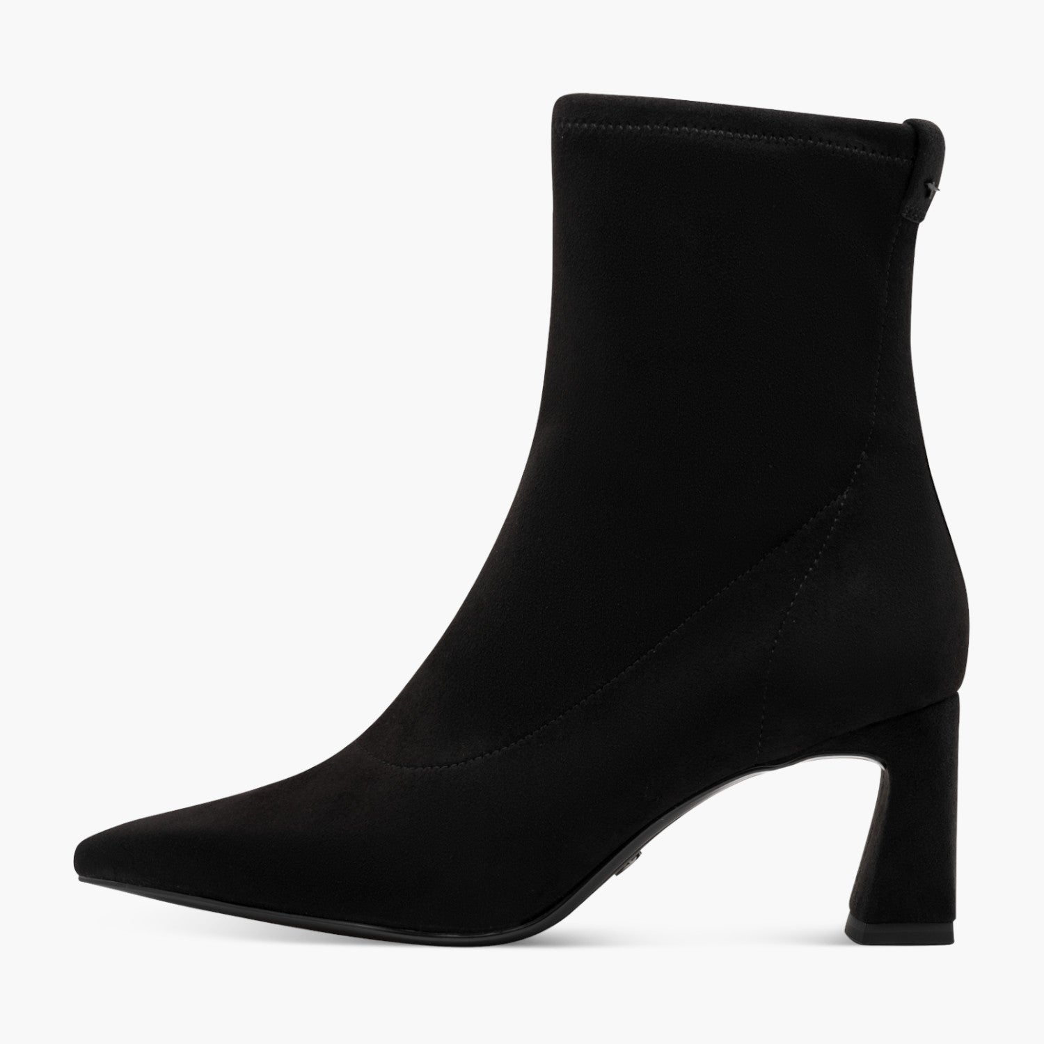 Tamaris Black Pointed Ankle Boots with 35mm Block Heel - Leavys Shoes