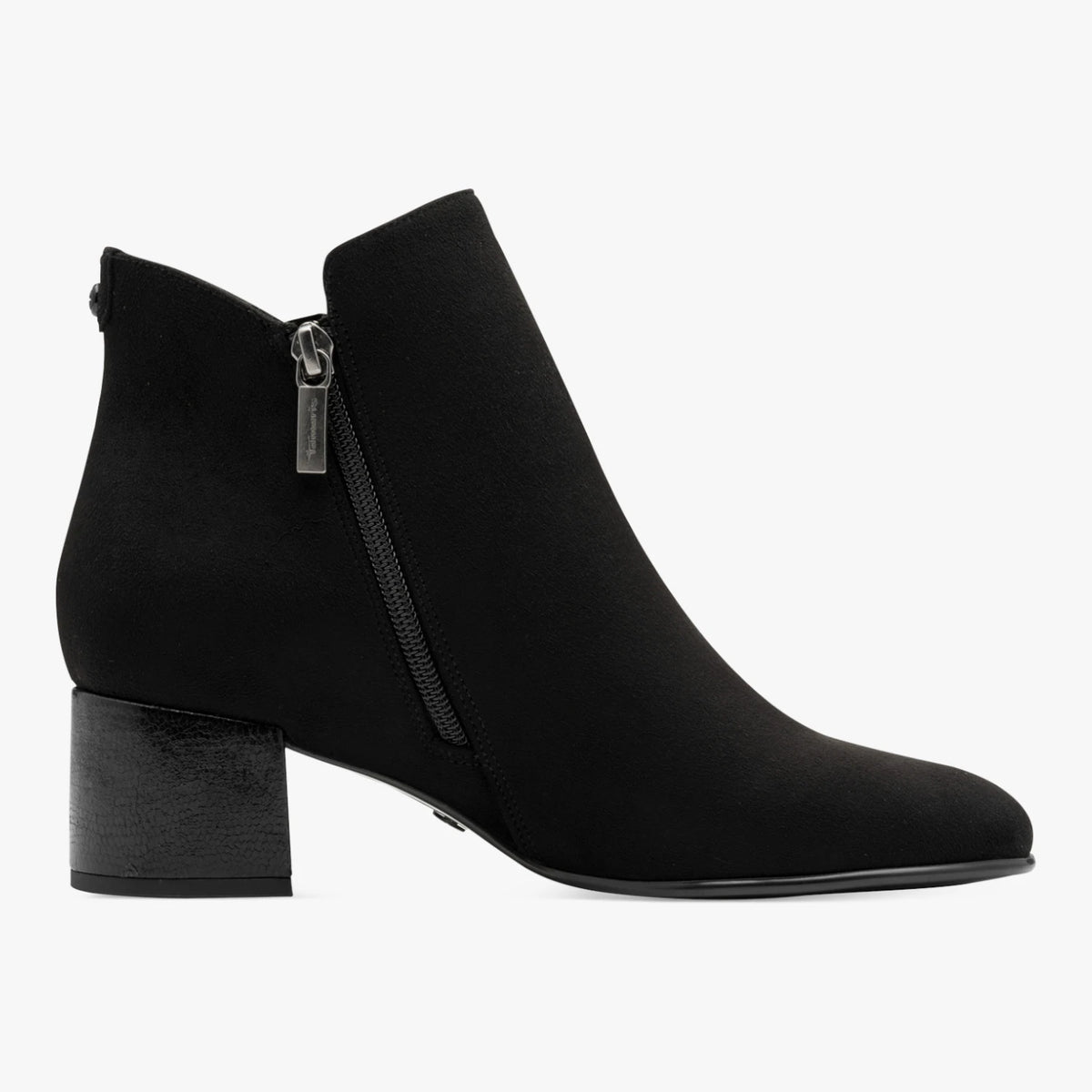 Tamaris Black Suede-Effect Block Heel Ankle Boots