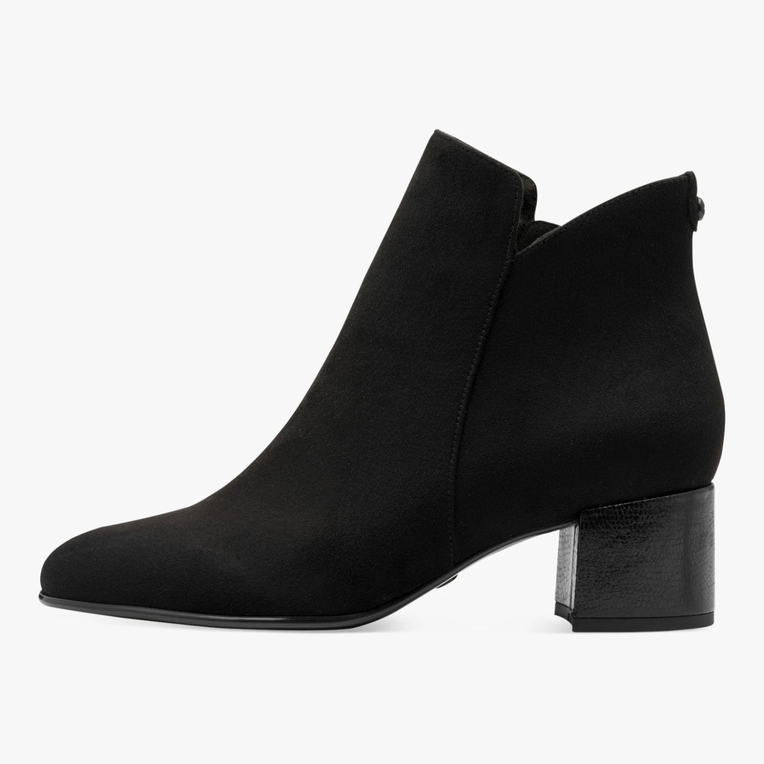 Tamaris Black Suede-Effect Block Heel Ankle Boots
